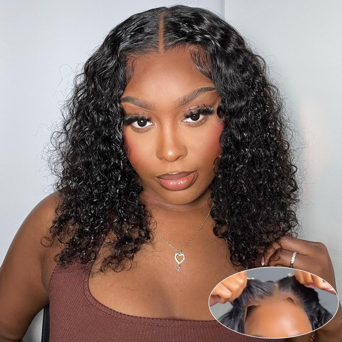 Smilegirl Glueless Wigs Human Hair Pre Plucked Pre Cut Curly Wear and Go Glueless Curly Wig for Black Women 5x5 HD Lace Closure 