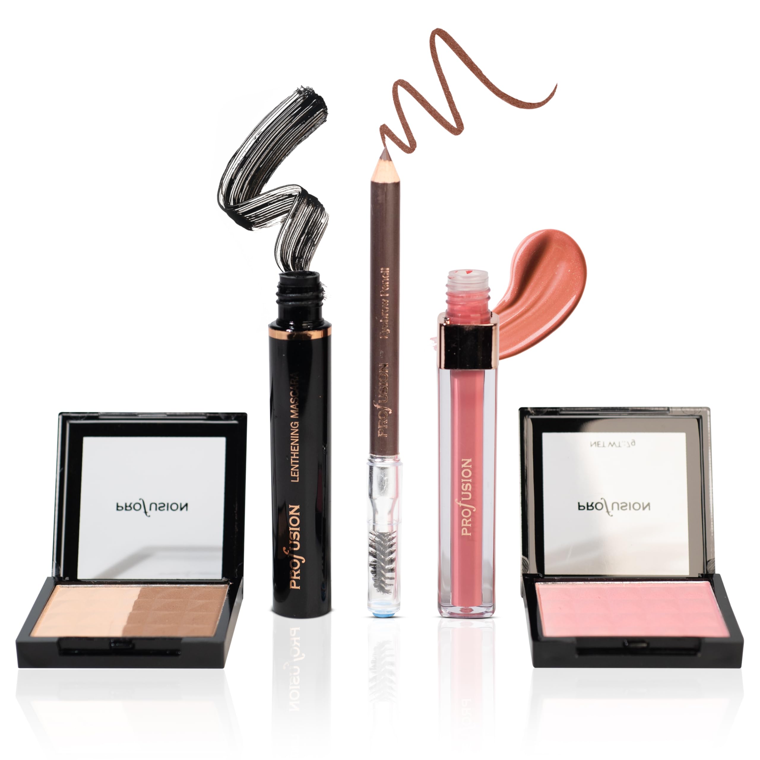 Profusion Cosmetics Au Natural AllinOne Makeup Kit, Included DualEnded Eyebrow Pencil With Spoolie, Mascara, Lip Gloss, Blush