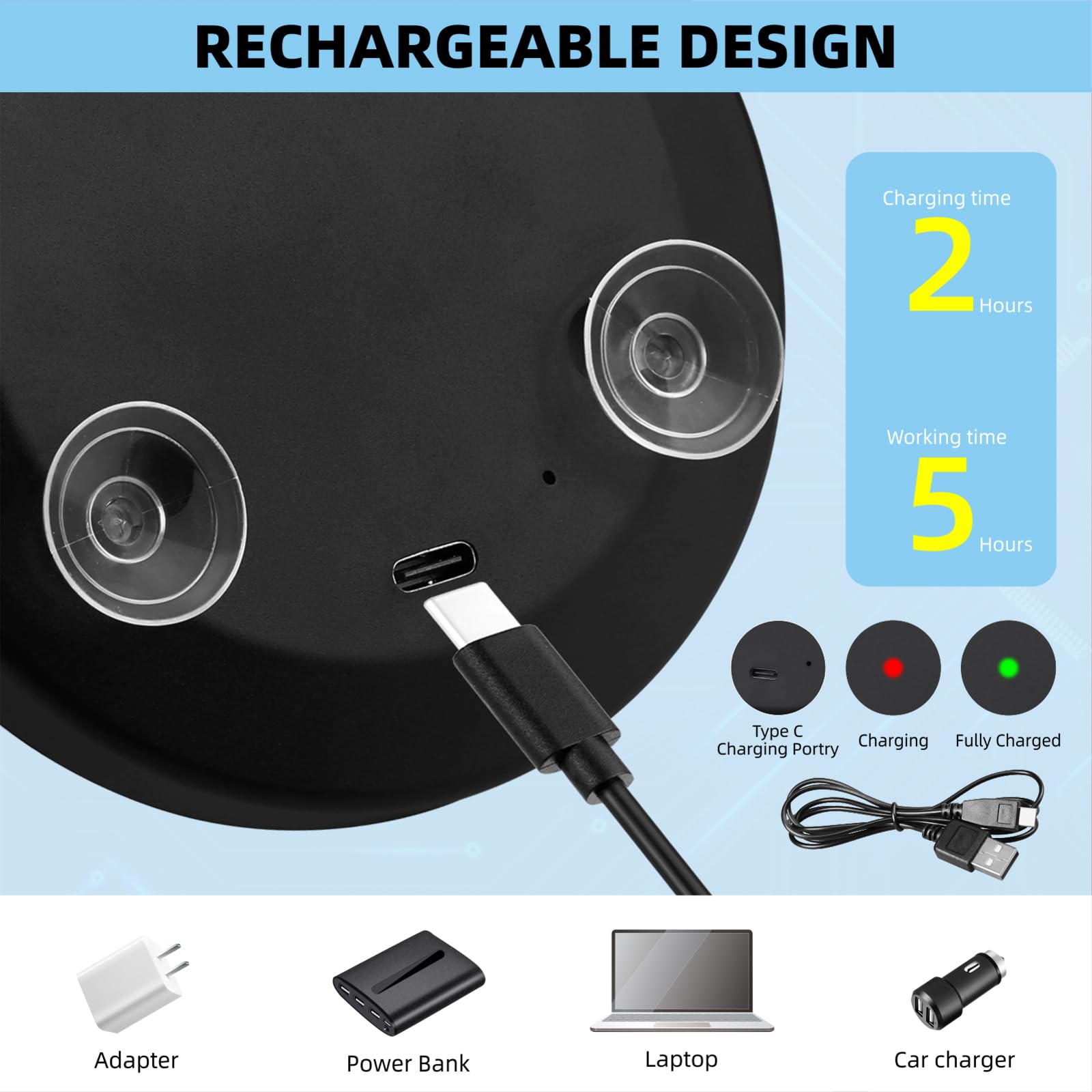 Suupvaor Magnifying Mirror with Light 10x, Small Travel Magnifying Mirror with Suction Cups, Rechargeable 4inch Lighted Dimming