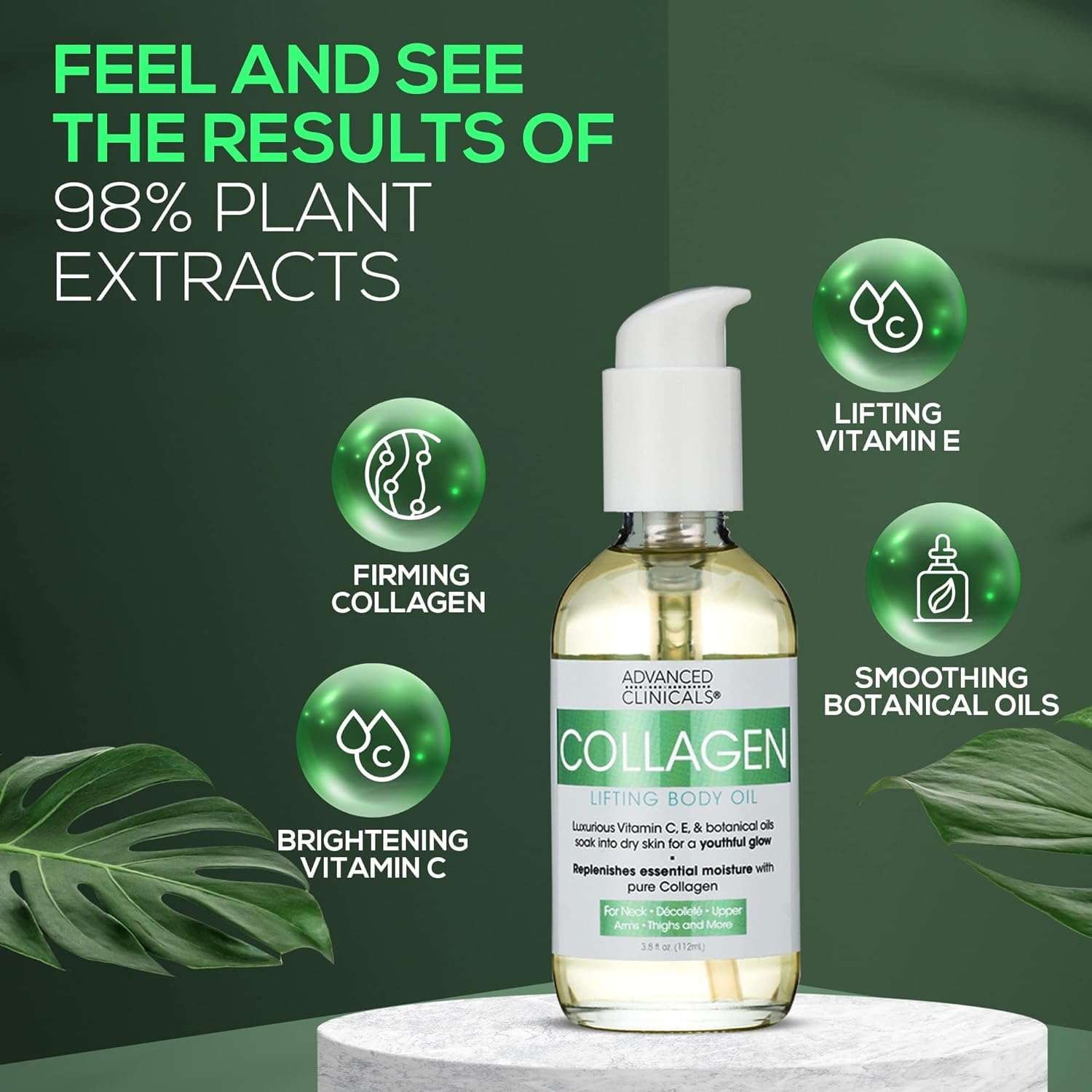 Advanced Clinicals Retinol Body Lotion + Firming Collagen Body Oil 2Pc Set | Fragrance Free Retinol Face Lotion + Collagen Massa