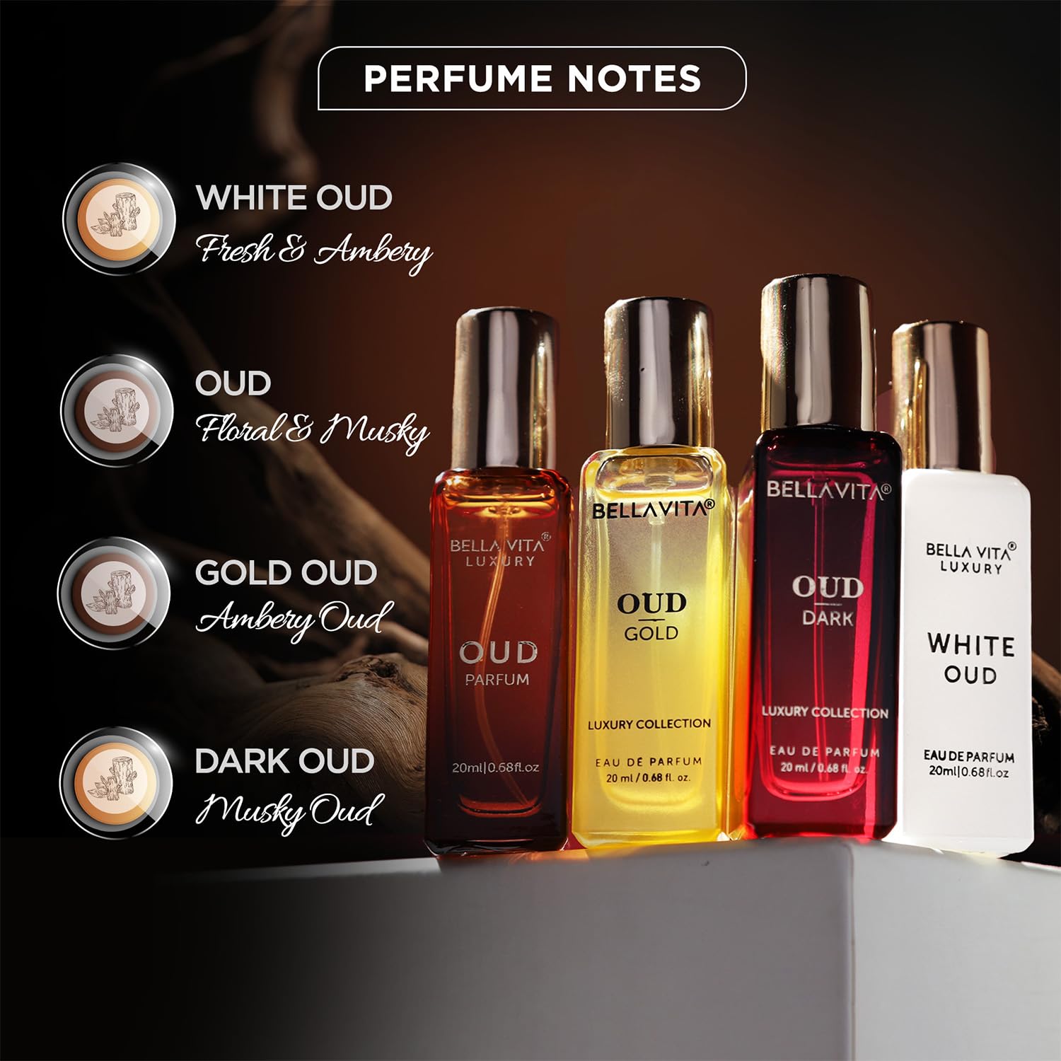 Luxury OUD Experience Eau De Parfum Gift/Discovery Set for women and men (4 x 0.68 fl. oz.) | Oud, Oud Gold, Oud Dark, White Oud