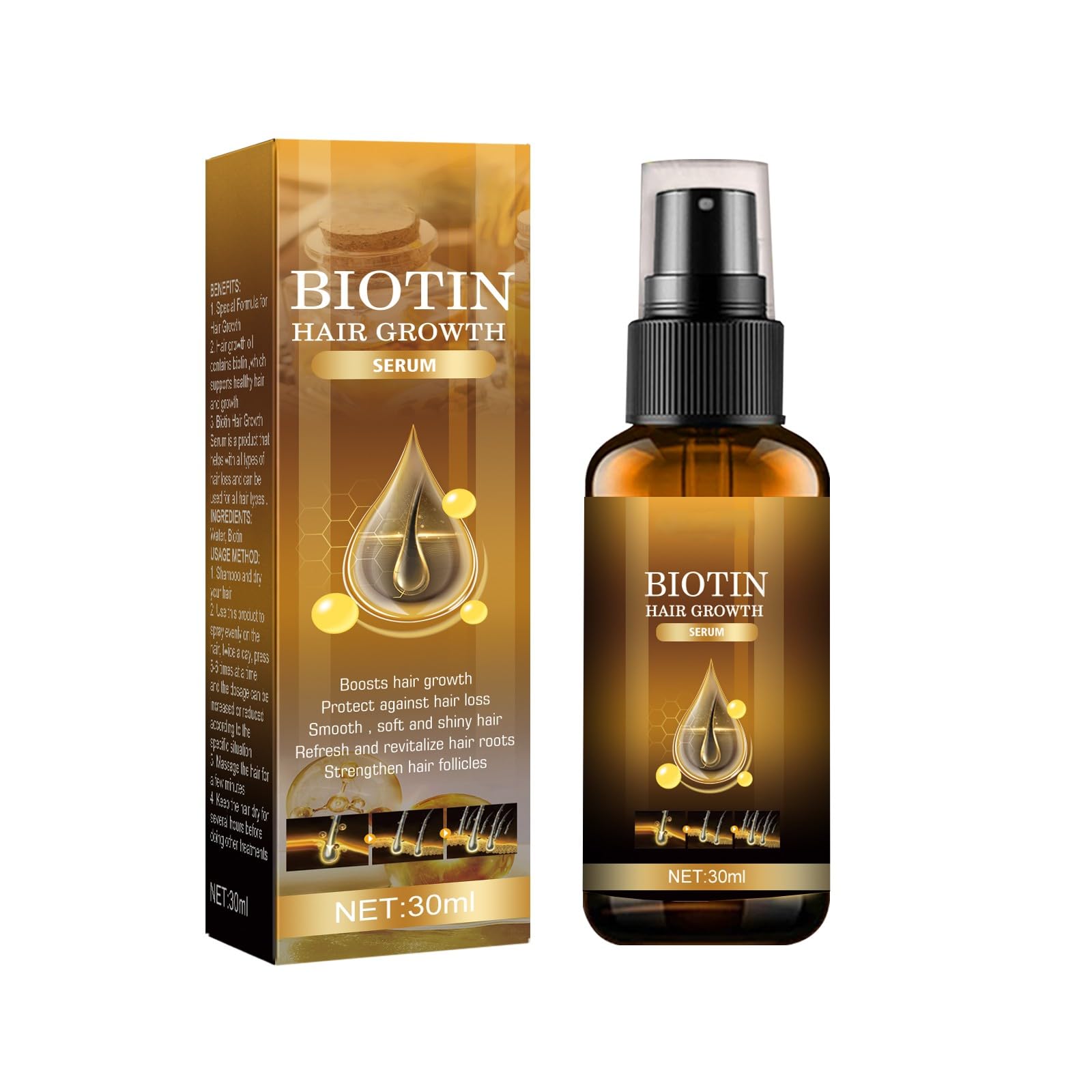Biotin Hair & Scalp Serum Spray, Nourishing LeaveIn Treatment for Soft, Smooth & HealthyLooking Hair, 30ml