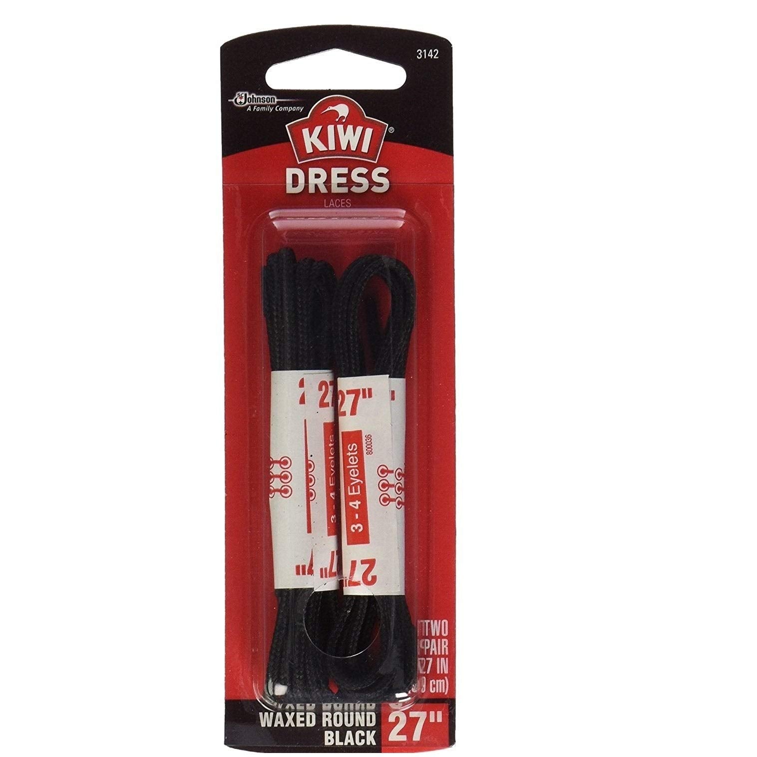 Kiwi Waxed Round Laces Black 27 Set of 2