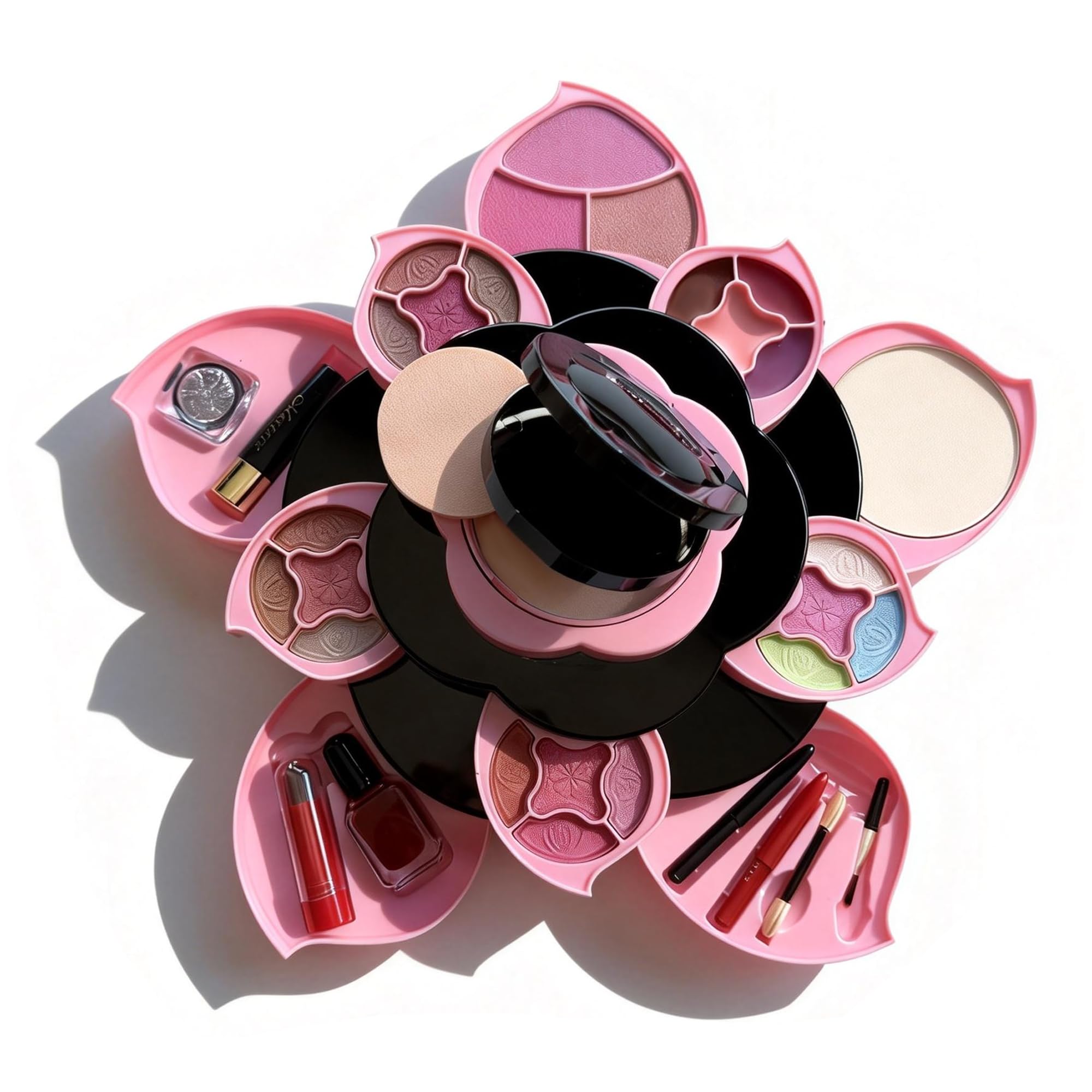 Flower Makeup Kit for Girls  Complete AllinOne Makeup Kit for Teens and Women With 3 Tier Flower Case, 16 Eyeshadows, Lipstic