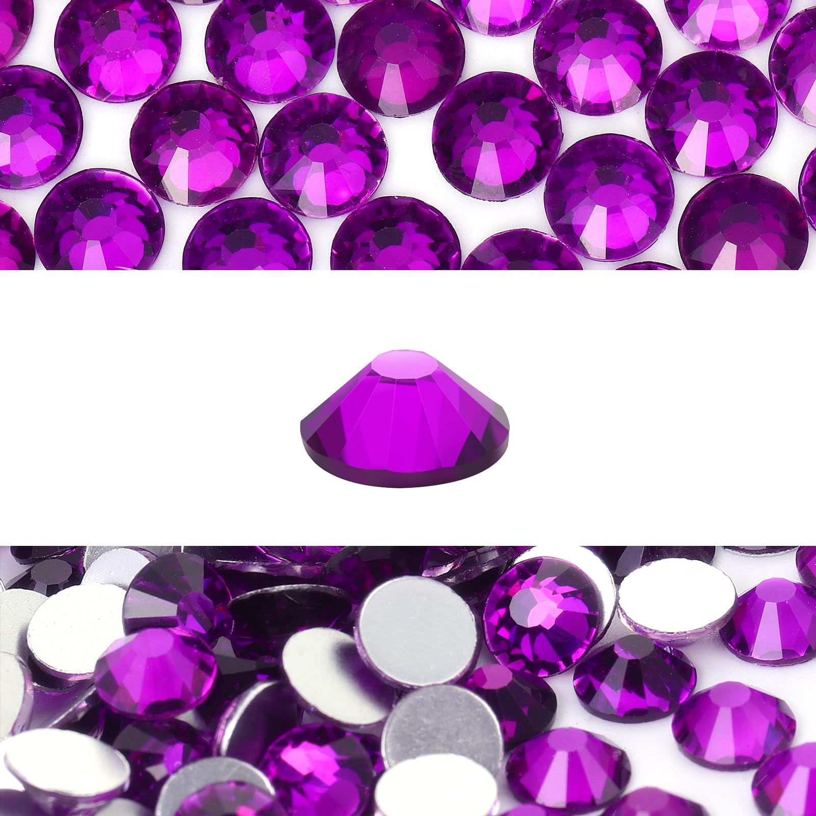 Novani 3000 Pieces Flatback Rhinestones Glass Round Gems Violet Crystals for Nail Art DIY Crafts Clothes Shoes,SS8,2.3-2.5mm