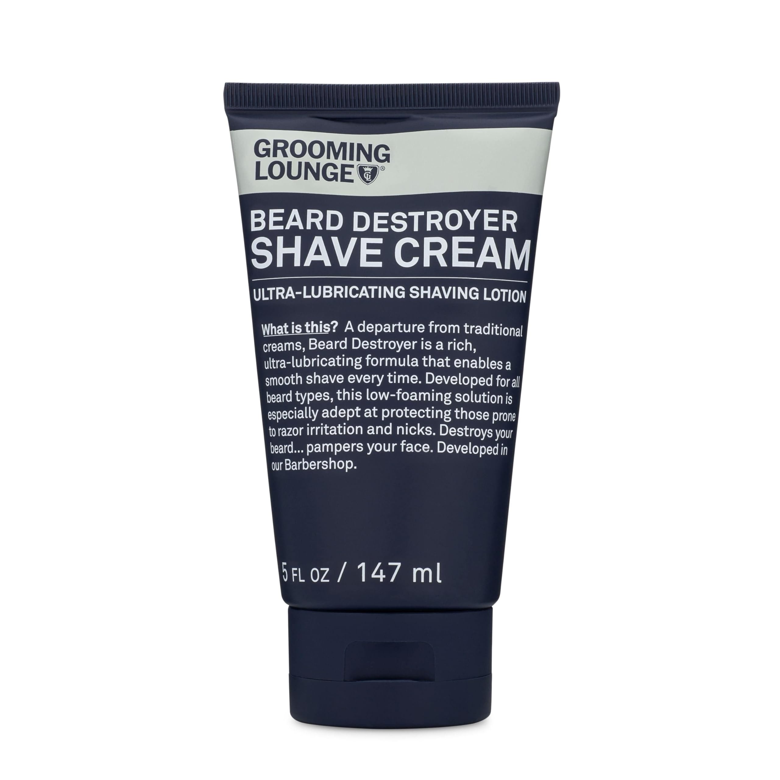 Grooming Lounge Beard Destroyer Shave Cream - Moisturizing, Bump and Razor Burn Free Shaving Solution for Men - Low Foam Lather 
