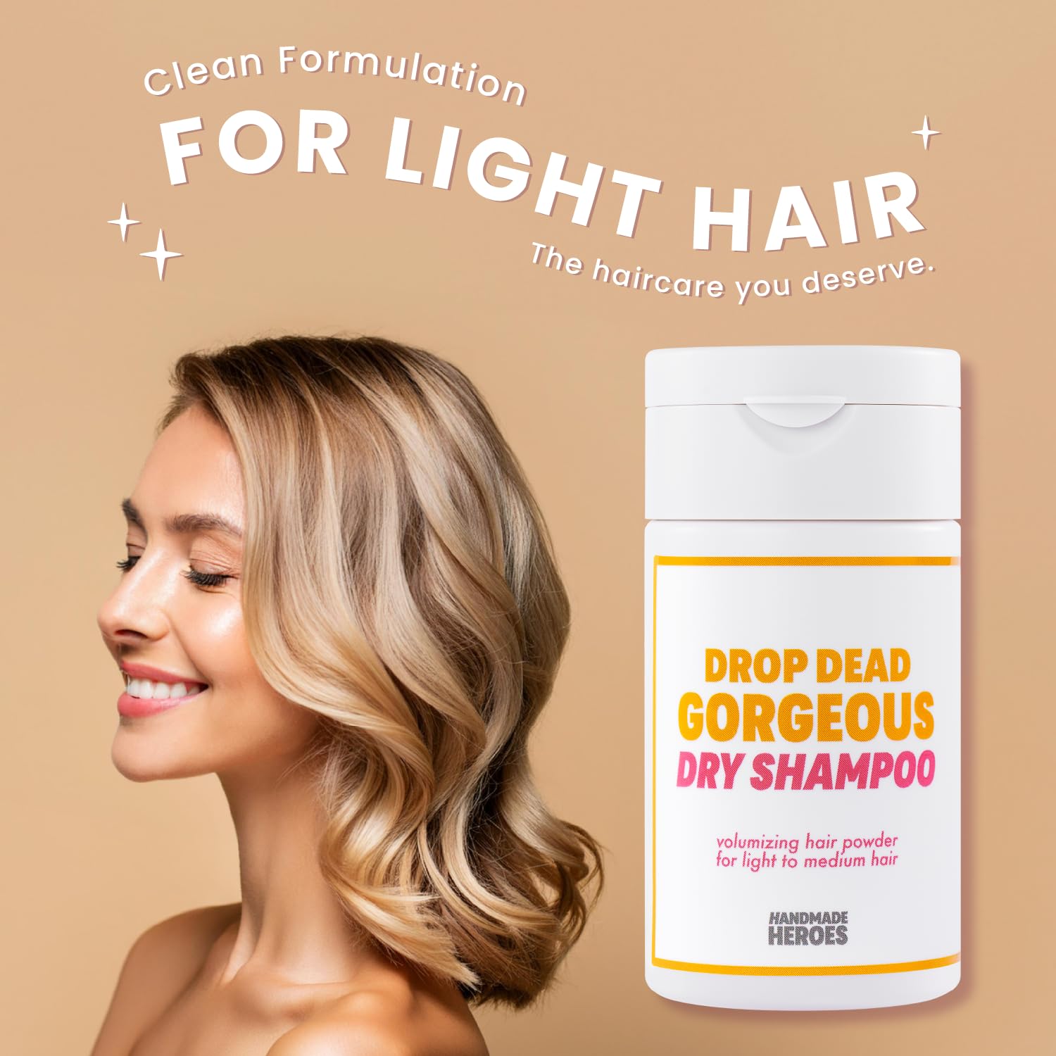 Handmade Heroes Non Aerosol Dry Shampoo Powder | 1.8oz | 100% Natural & Vegan | For Light/Blonde Hair