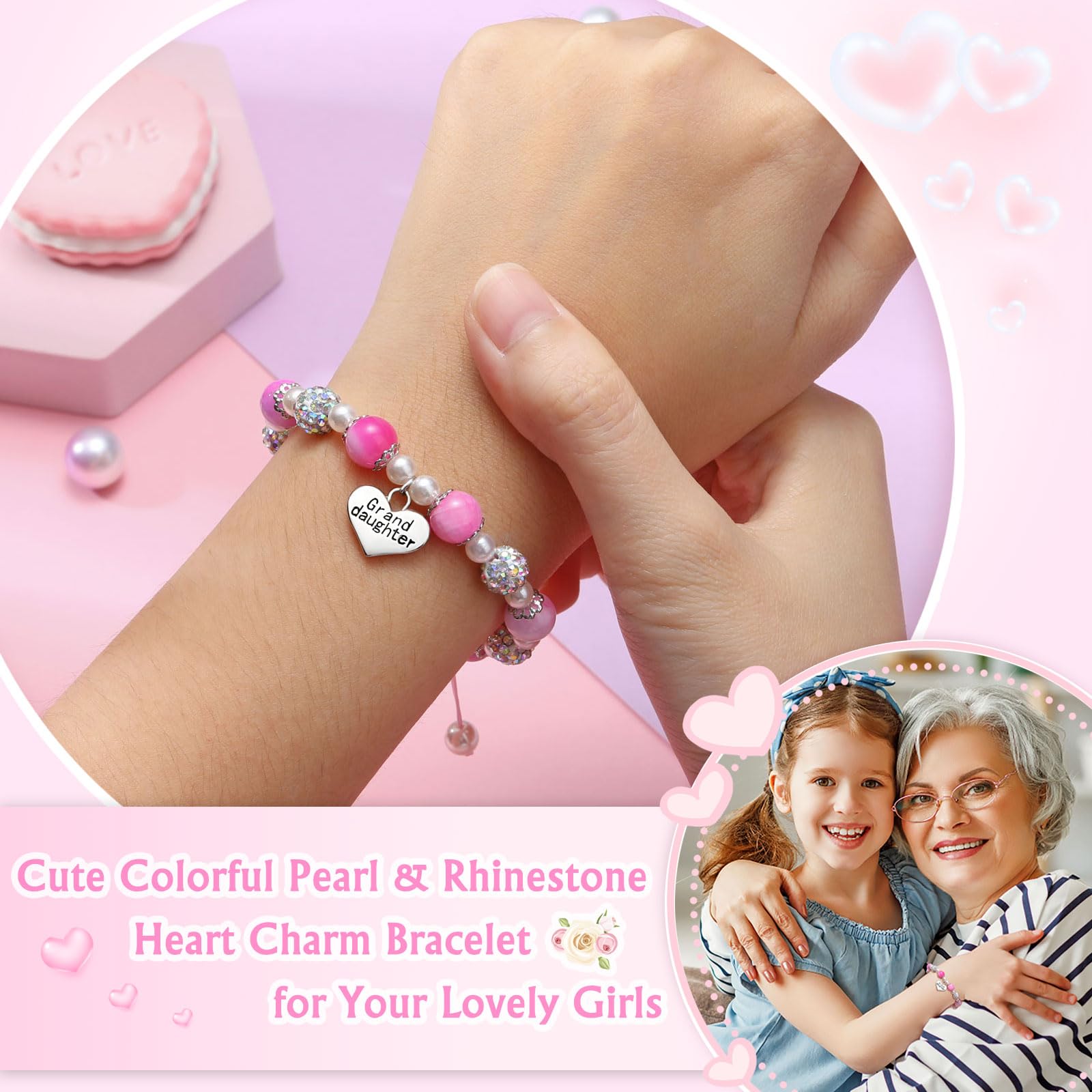 UNGENT THEM Granddaughter Bracelets from Grandma Valentines Birthday Gifts Little Girls Jewelry