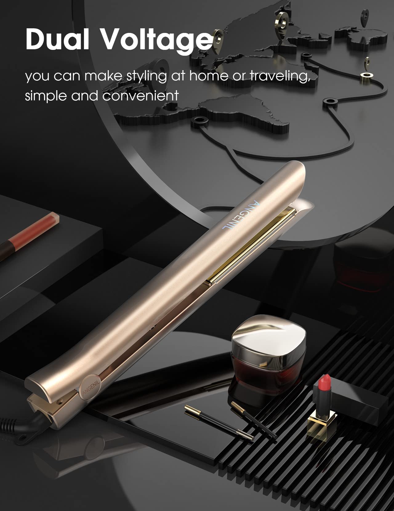 ANGENIL Nano Titanium Flat Iron Hair Straightener and Curler 2 in 1, Straightening Curling Hair Styling Irons for Women All Hair