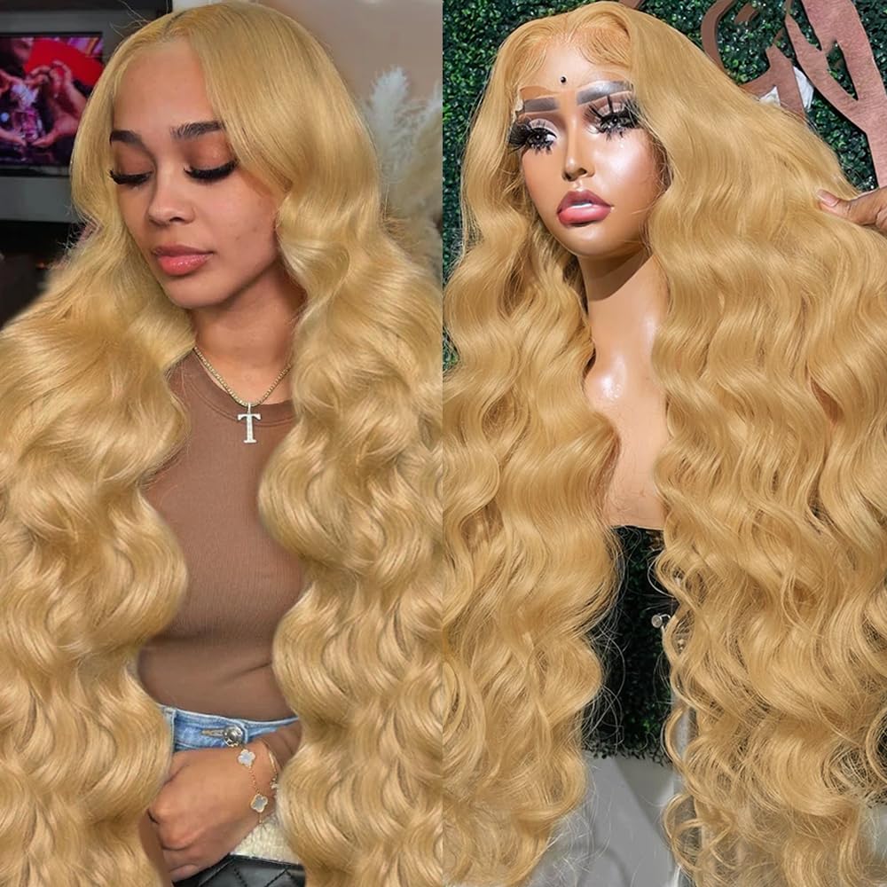 PLAASET Honey Blonde Wig Human Hair 13x4 Honey Blonde HD Lace Front Wig Human Hair Colored Body Wave Blonde Lace Front Wigs Huma