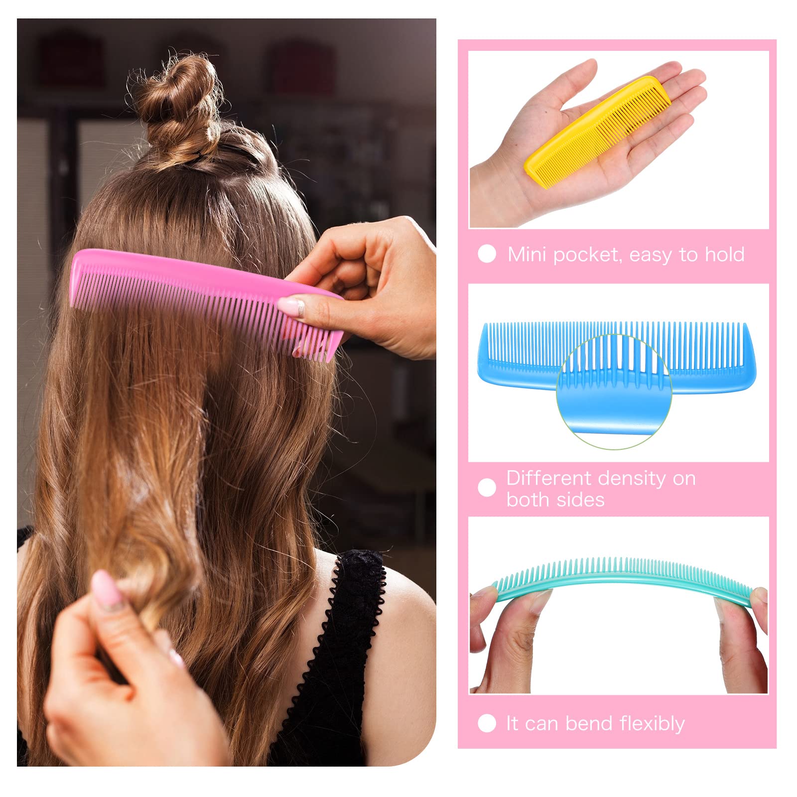 12 Pack Wet Small Hair Brush Hair Combs Set, 6 Detangler Mini Hair Brush Detangling Travel Hair Brush 6 Plastic Fine Wide Hair C