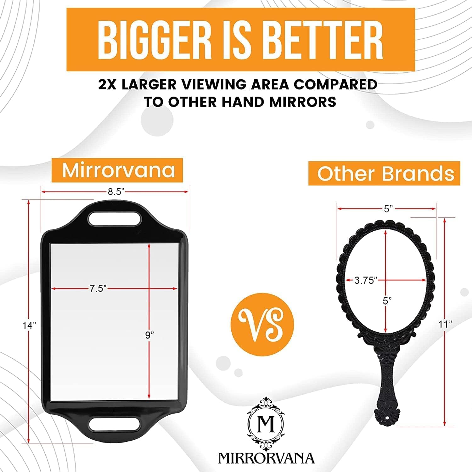 Mirrorvana X-Large Barber Hand Held Mirror With Double Comfy Handles - Big & Long Back Of Head Mirror For Men'S Haircut, Barbers