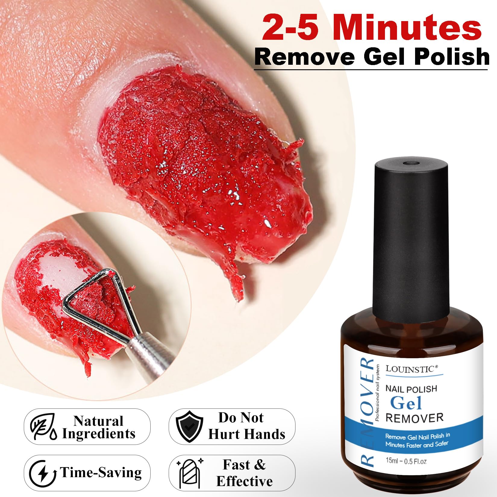 Louinstic Gel Nail Polish Remover - Gel Polish Remover Kit With Cuticle Oil & Latex Tape & Colored Peel Off Manicure Tools, Gel