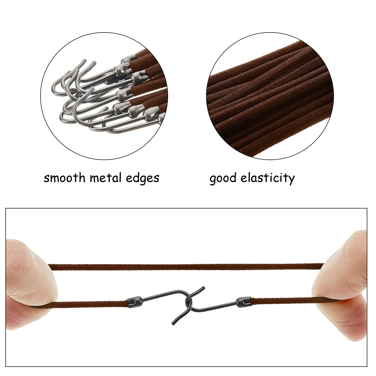 Hotop 15 Pieces Elastic Hook Hair Tie Styling Ponytail Holder Hooks Hair Cord For Curly Hair Long Hair (Brown)
