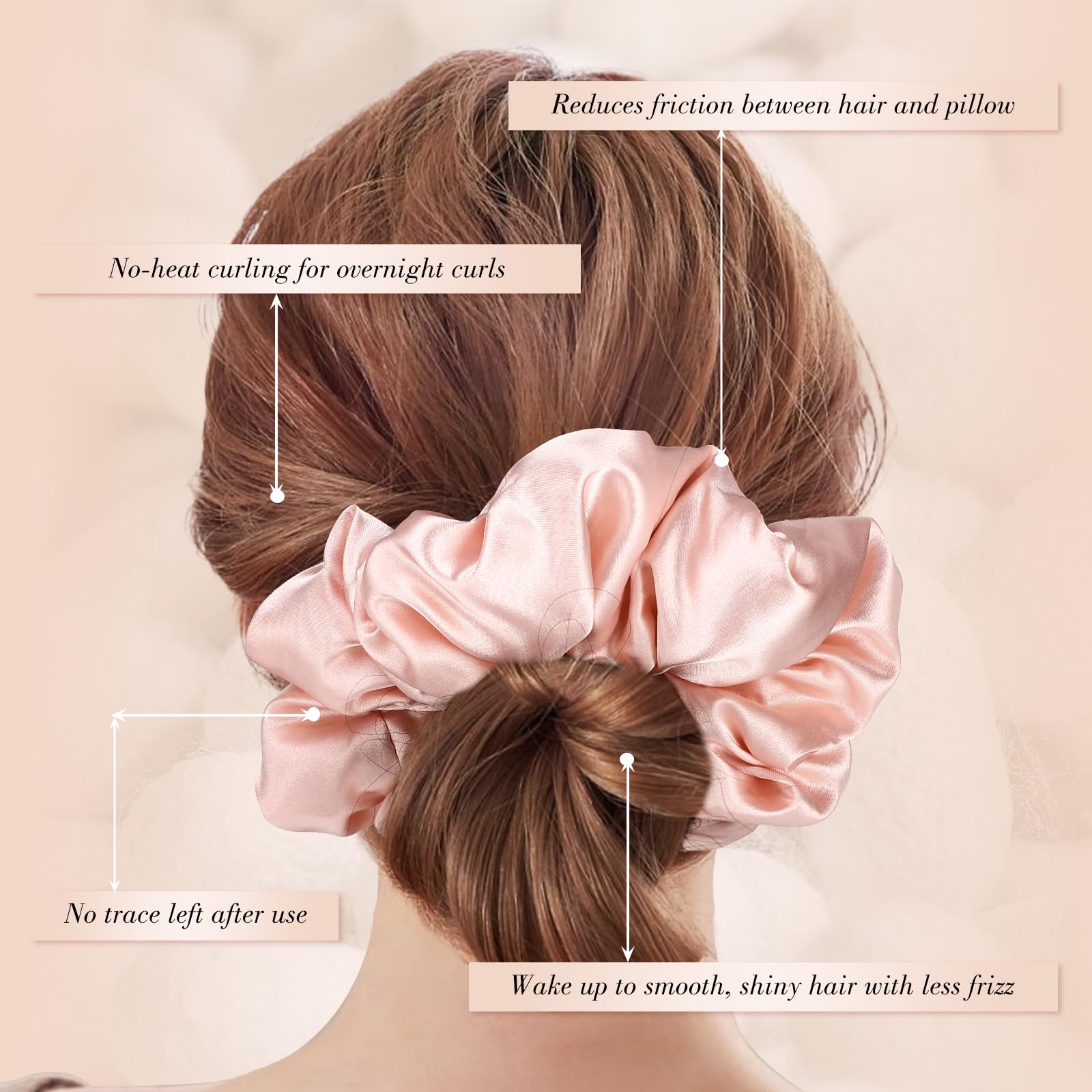 3Pcs Large Satin Hair Scrunchies, Sleepy Hair Tie for Women Girls Large Pillow Satin Scrunchies for Thick Curl Stocking Stuffers