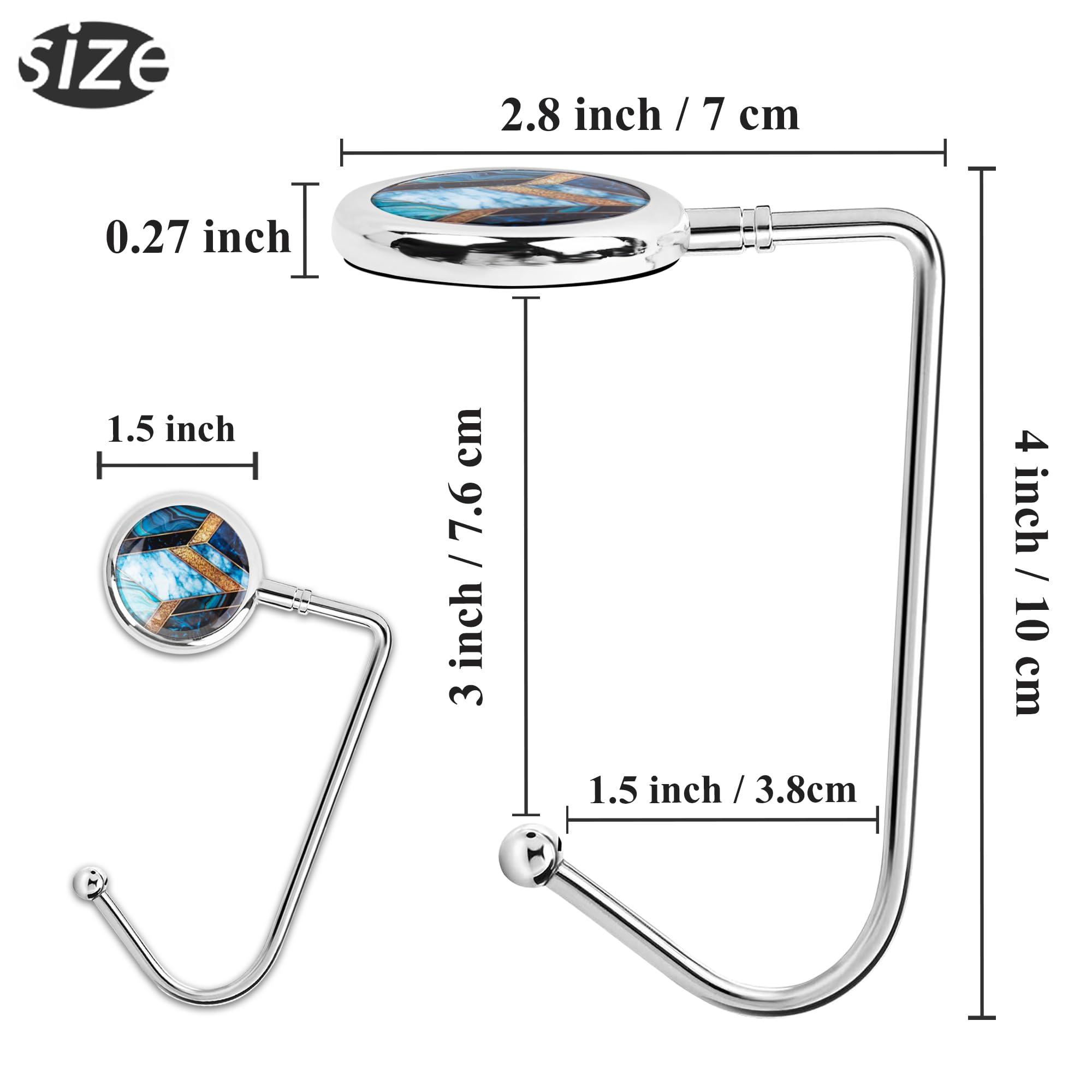 Cheliz Purse Hook Set of 2 - Hanger Table Hanger Holder Womens Bag Storage (2-Mosaic Stone2)