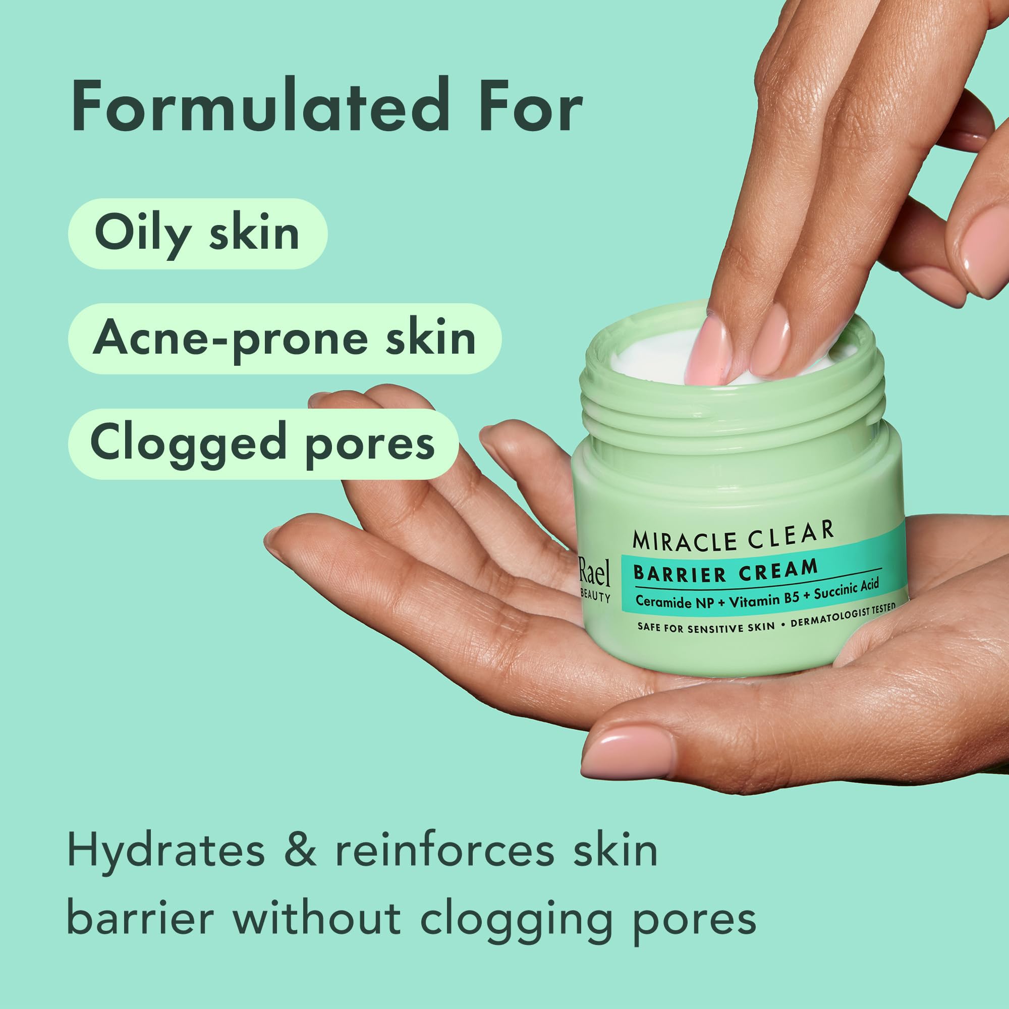 Rael Face Moisturizer, Miracle Clear Barrier Cream - Moisturizer Face Cream For Oily & Acne Prone Skin, Korean Skincare, Lightwe