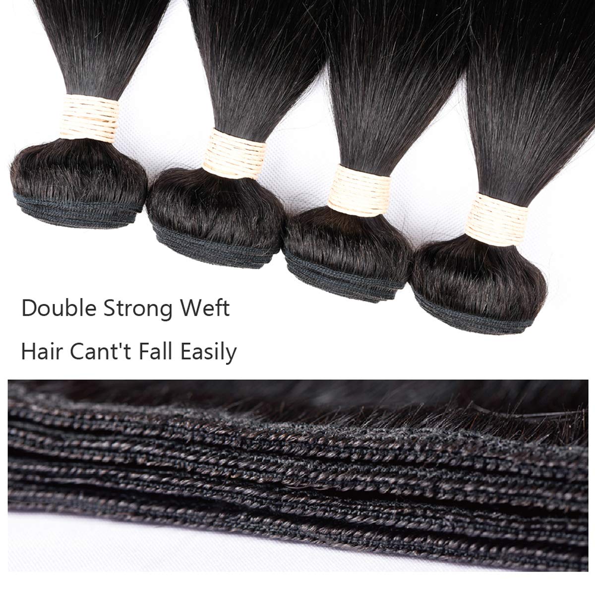 Beauhair Brazilian Straight Virgin Hair 3 Bundles With Closure Free Part (30 30 30+20 Closure), Grade 10A 100% Unprocessed Remy