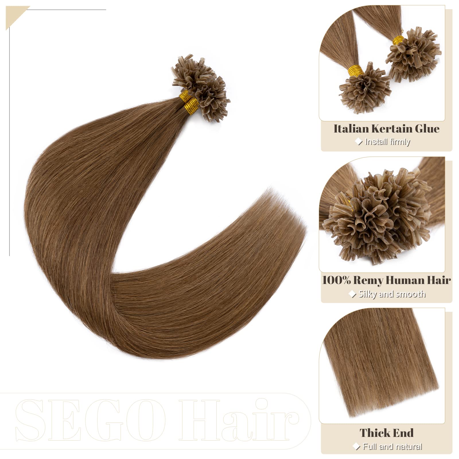 Sego Pre Bonded U Tip Hair Extensions Human Hair Highlighted 100 Strands Keratin Fushion Nail Tip Real Human Hair Extensions 100