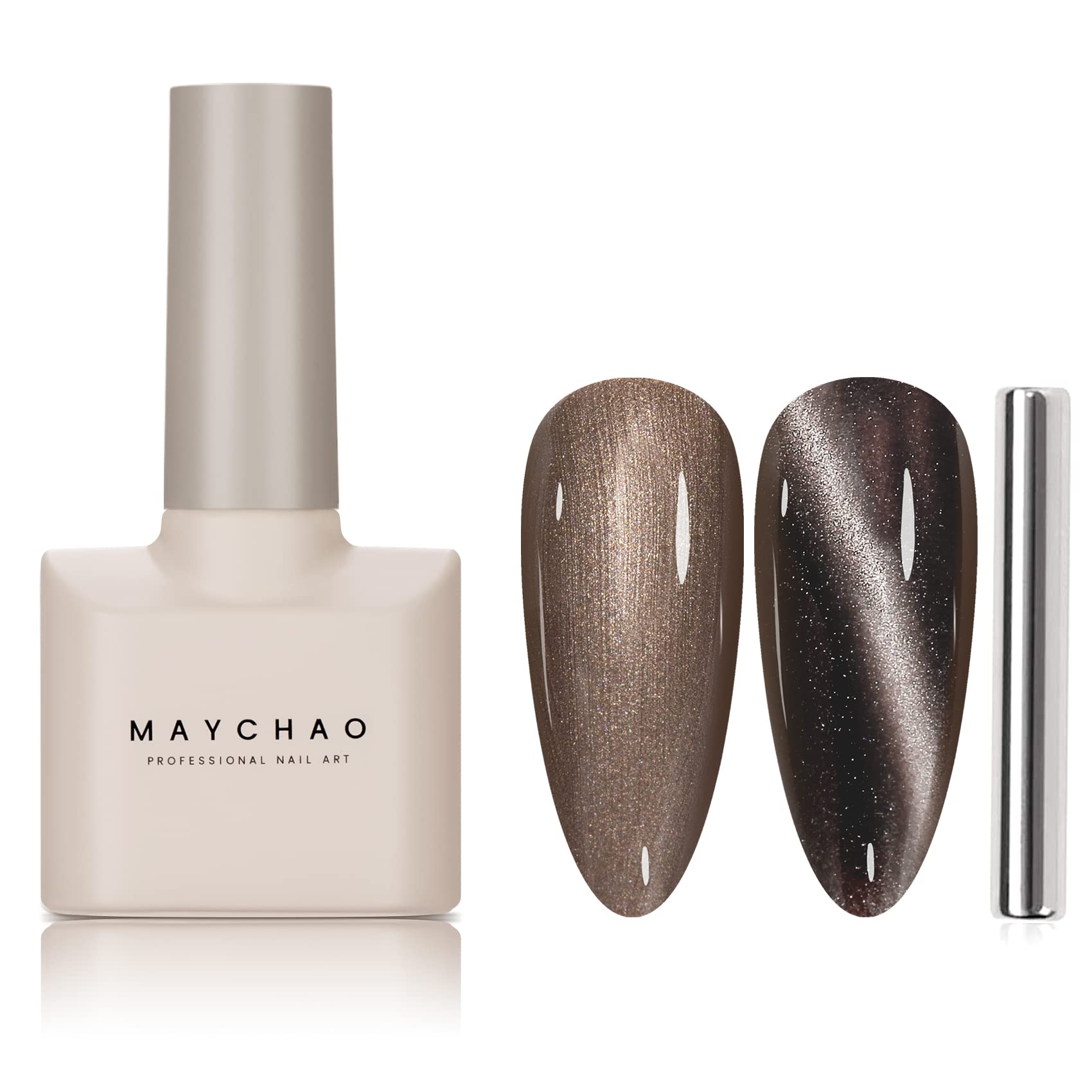 Maychao 15Ml Cat Eye Gel Nail Polish 1Pc Black Gel Polish With Magnet Soak Off Holographic Magnetic Nail Polish For Nail Art Man