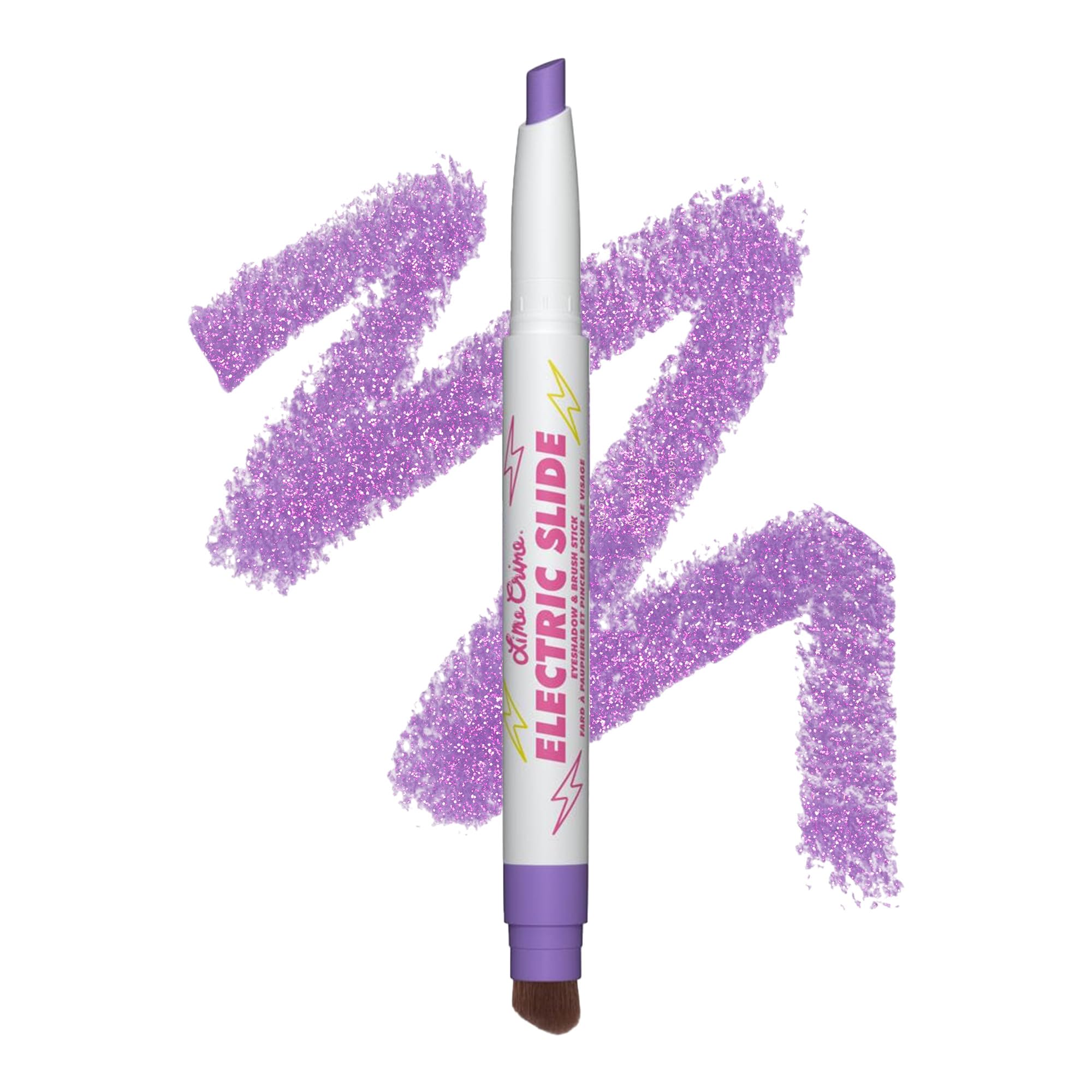 Lime Crime Electric Slide Eyeshadow & Brush Stick, LOL (Metallic Lavender) - Lightweight 2-in-1 Eyeshadow Smudge Stick with Angl