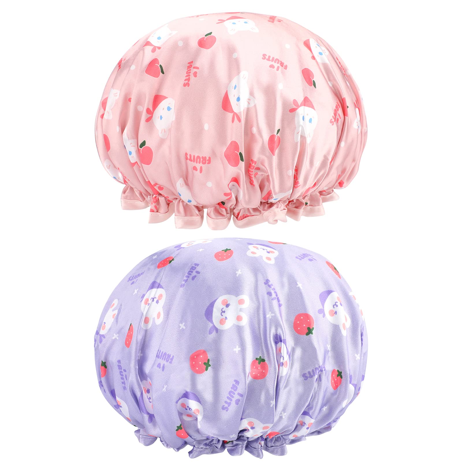 G2Plus Toddler Shower Cap, 2 Pcs Funny Cute Cartoon Bath Hat Waterproof Shower Bath Caps For Boys Or Girls (Purple)