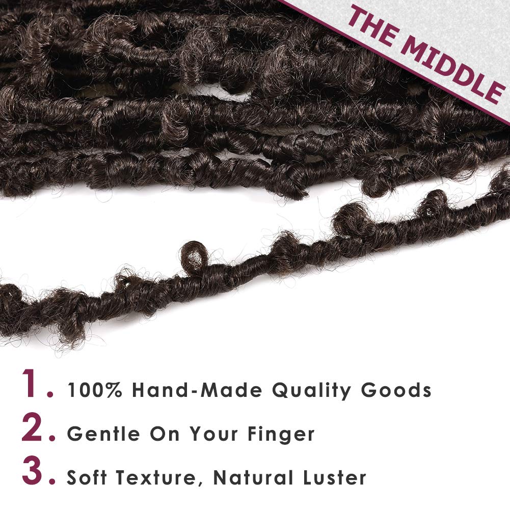 Niseyo 14 Inch Butterfly Locs Crochet Hair 6 Packs Pre Looped Handmade Brown Distressed Faux Locs Crochet Braids (4#)