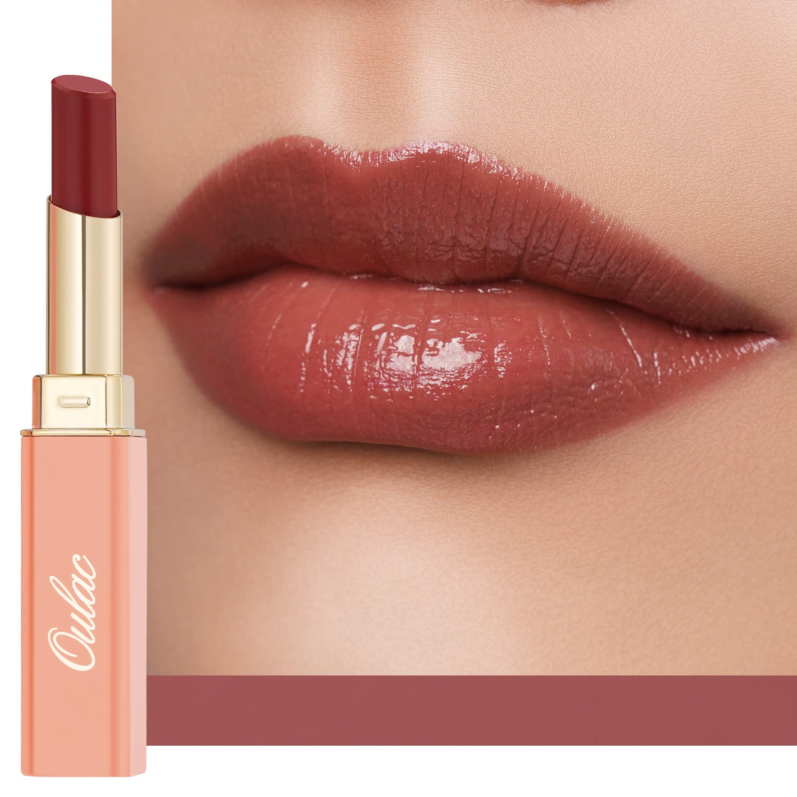 Oulac Moisturizing Shine Red Lipstick for Women, 2 in 1 Tinted Lip Balm for Winter, Hydrated Juicy and Glossy Lip Color for Dry,