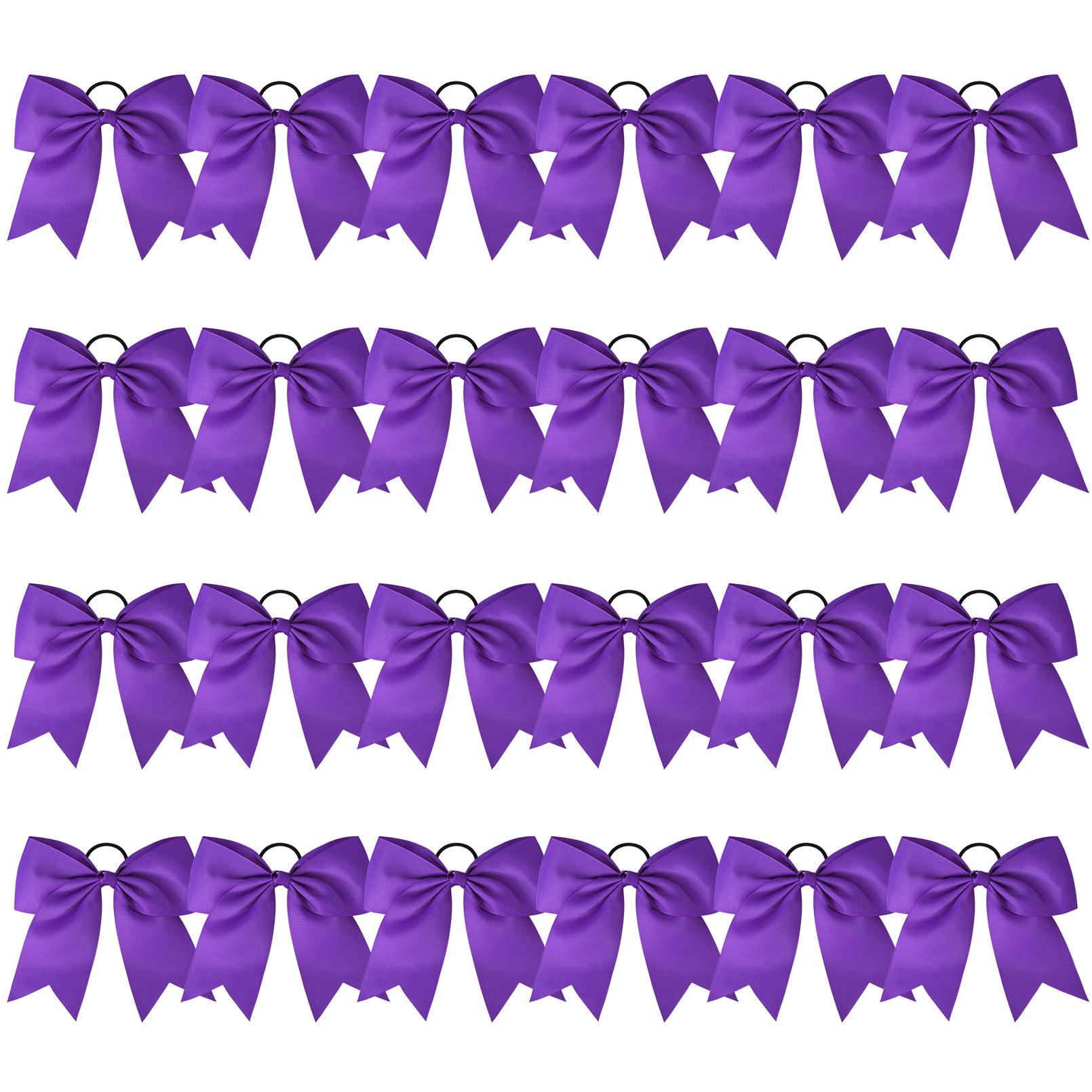 24 Pcs 8'' Large Cheer Bows Purple Girl Hair Bows Cheerleading Softball Team Bow Hair Accessories For Cheerleaders Football Comp