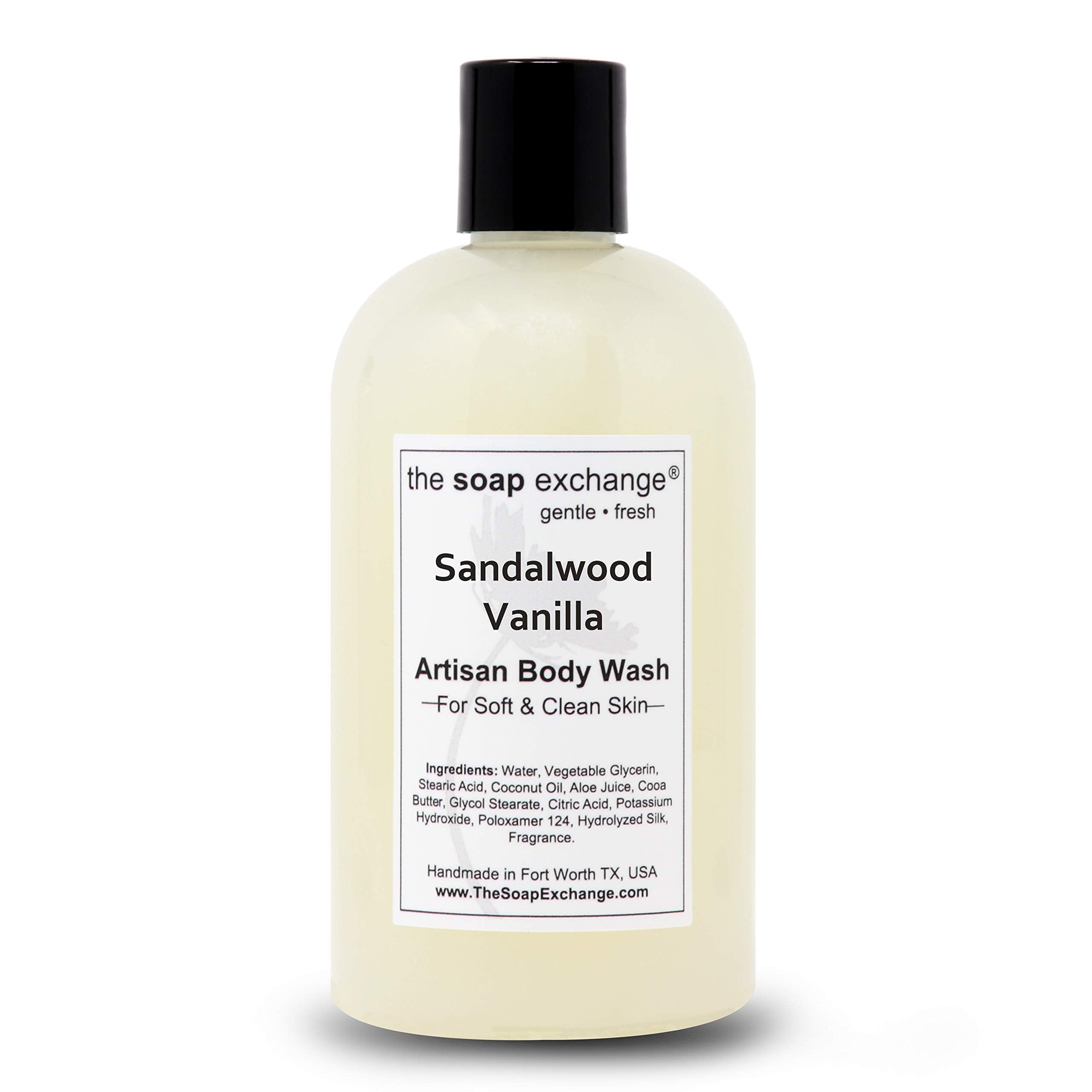 The Soap Exchange Body Wash - Sandalwood Vanilla Scent - Hand Crafted 12 Fl Oz / 354 Ml Natural Artisan Liquid Soap For Hand, Fa