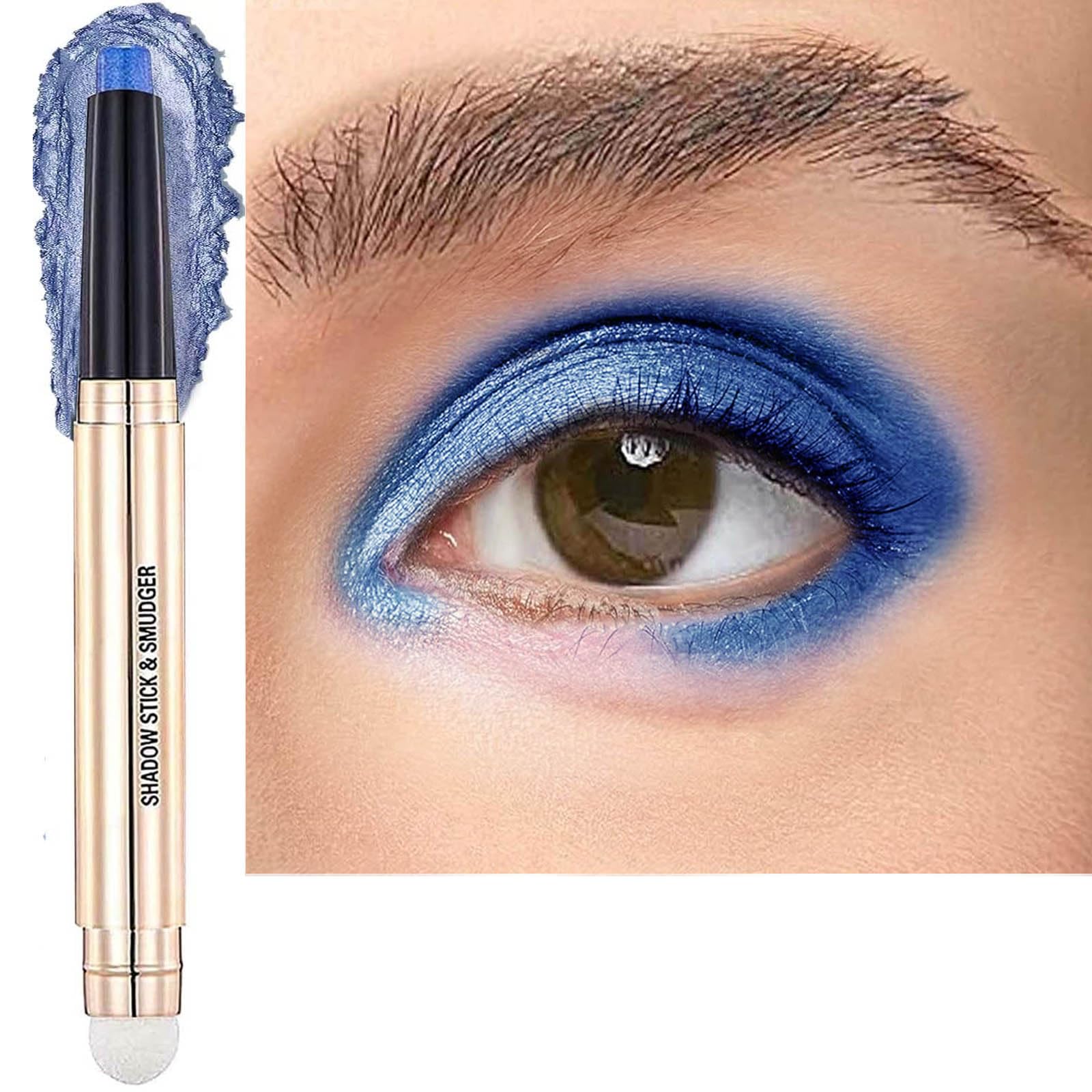 Metiplou Blue Eyeshadow Stick Eyeliner Pencil Makeup Cream Shimmer Smooth Eye Shadow Pencil Hypoallergenic Waterproof Long Lasti