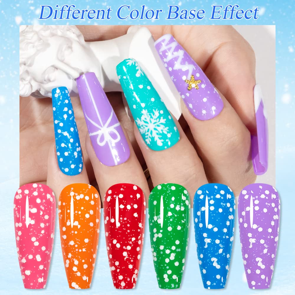 Mizhse White Spot Gel Nail Polish, Snow No Wipe Top Coat Gel Polish Winter Style Snowflake Effect Soak Off Uv Led Gel Polish Hom