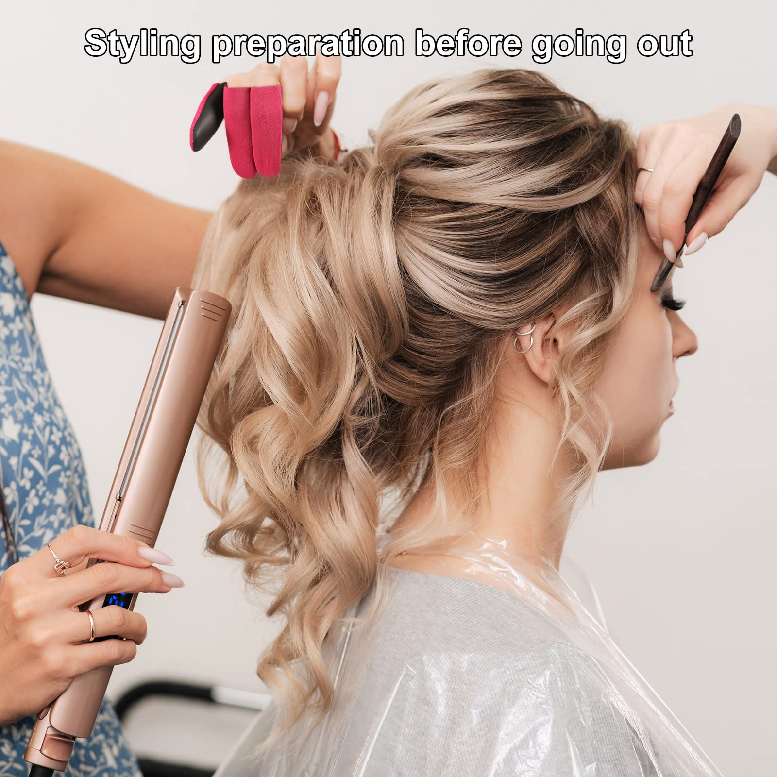 6 Pieces High Heat Resistant Finger Protection Guards Thermal Finger Covers for Curling and Flat Irons, Wands, Blow Dryers Hair