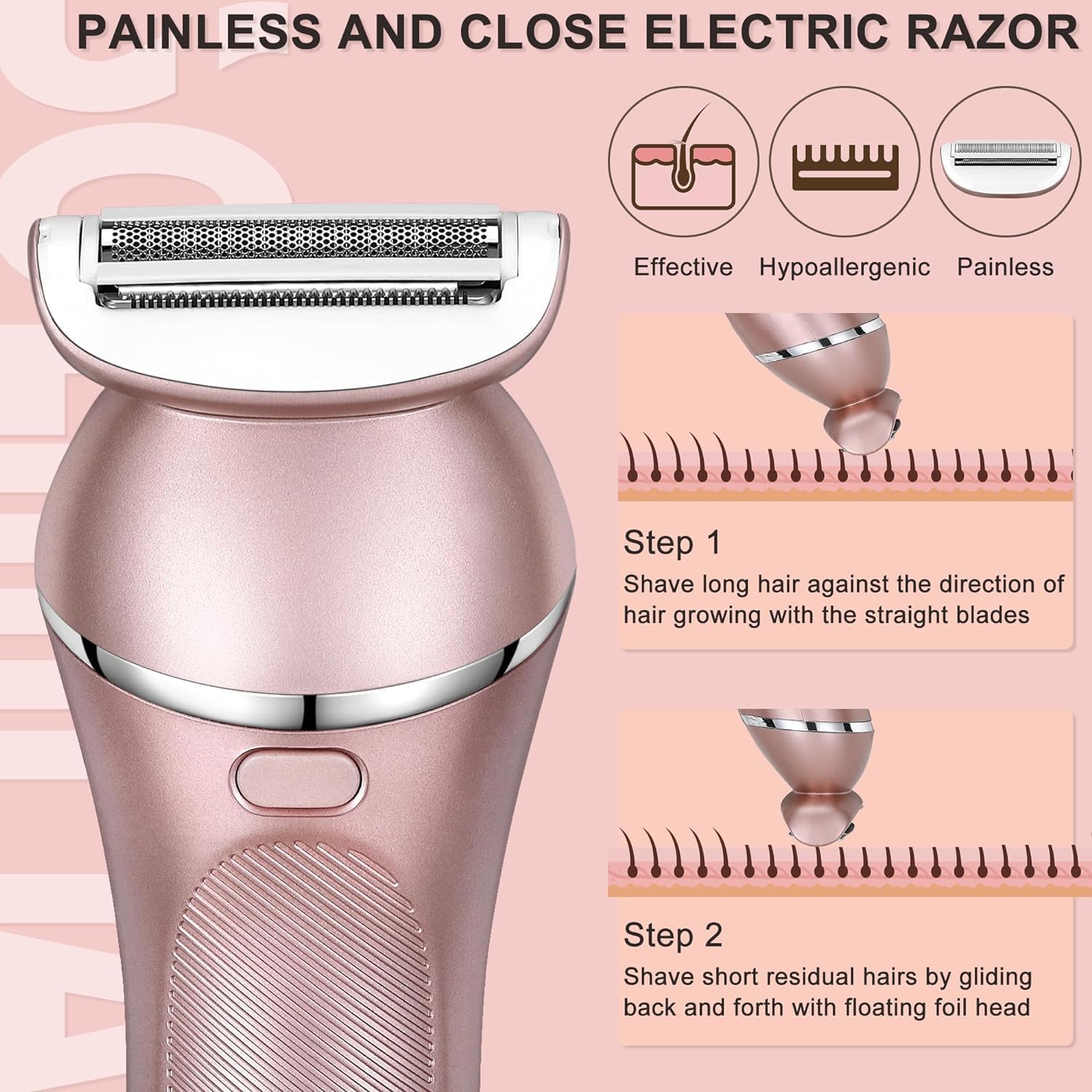 Hatteker Electric Shaver For Women Lady Epilator Electric Razors Kit Hair Remover For Face Chin Arm Leg Armpit Bikini Trimmer Pa