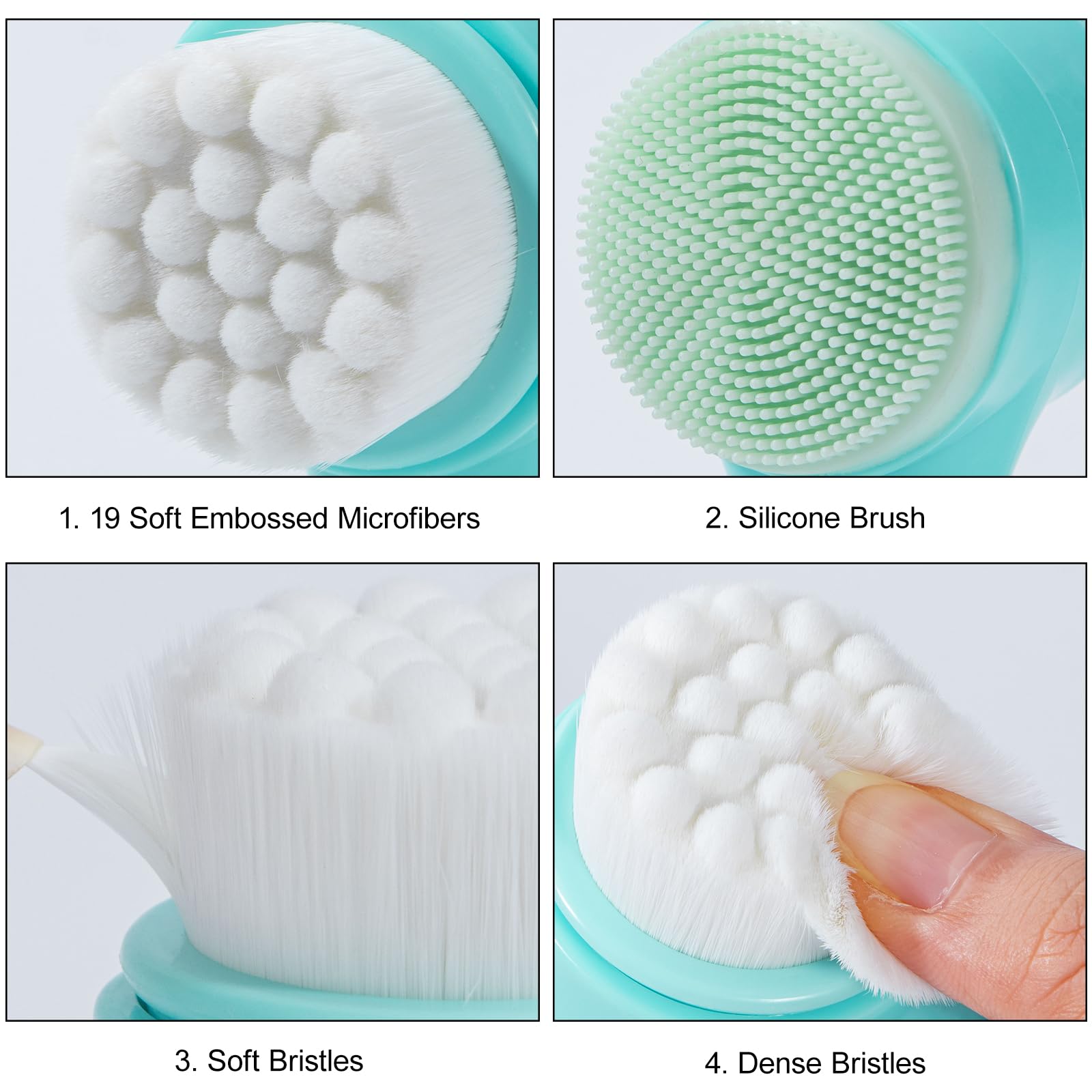Beomeen Face Brush 2 In 1, Silicone Facial Cleansing Exfoliating Brush Soft Bristles Pore Deep Cleansing Manual Dual Face Wash S