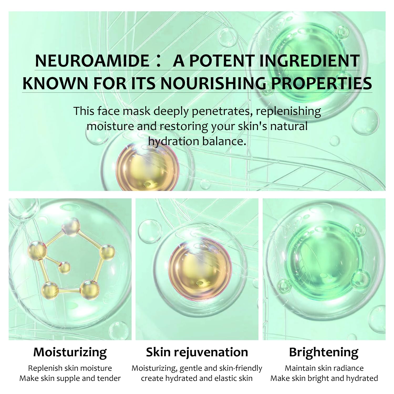 Hydrating Face Sheet Masks, Moisturizing Spa Face Masks Skincare, Facial Masks 10 Sheet With Ceramide Squalane, Hyaluronic Acid,