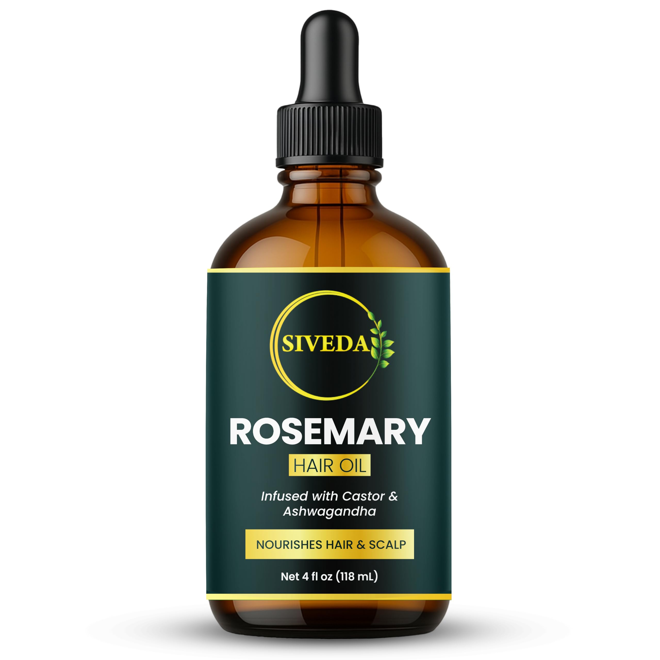 SIVEDA Rosemary Hair Oil, Glass Bottle with Dropper, 4 fl oz (118 ml)