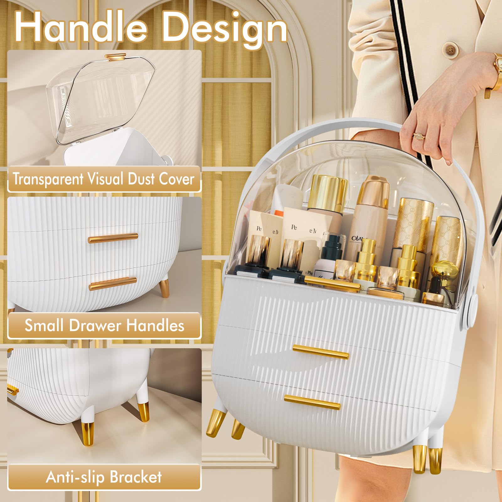 Nestorganix Makeup Organizer Skincare Organizers - Cosmetic Display Cases With Transparent Cover, Skincare Organizers For Bathro