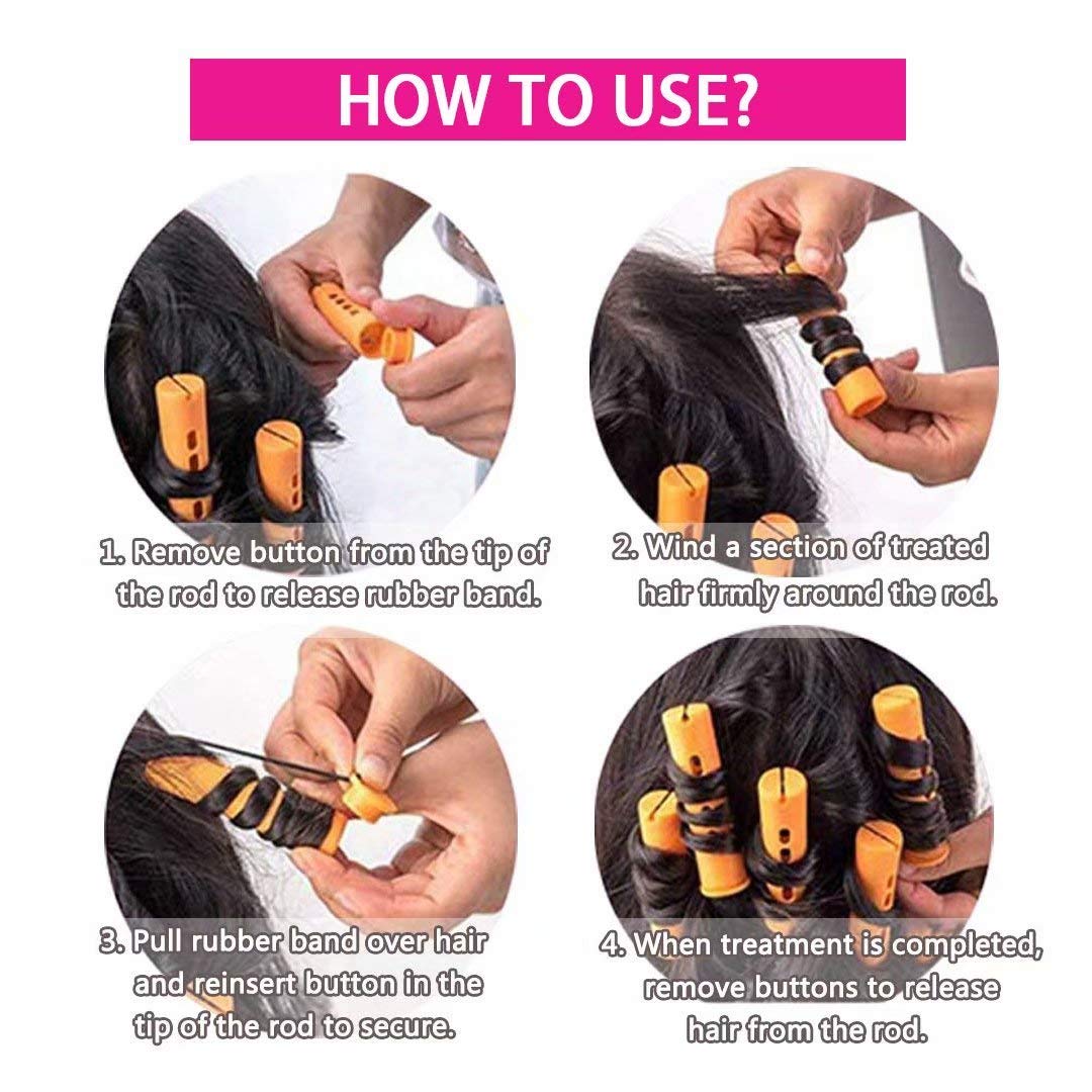 Alimiriam 100pcs Perm Rods Set - 5 Sizes Hair Rollers for Natural Curling - Plastic, Orange, Purple, Gray, Blue, Yellow