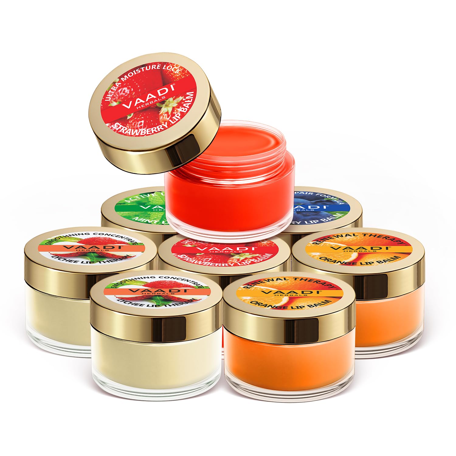 Vaadi Herbals Assorted Lip Balms, 10G (Pack Of 8)