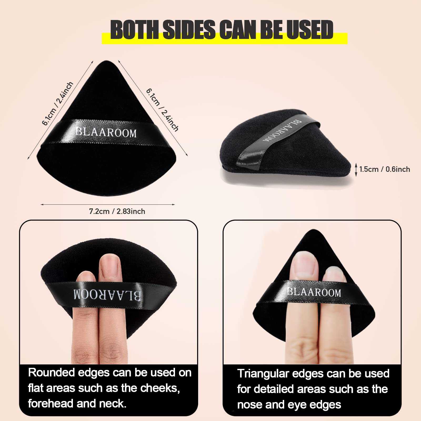 Blaaroom 6 Pcs Velvet Triangle Powder Puff,Triangular Design Makeup Soft Sponge Puff For Face Exquisite Makeup Eyes Contouring,