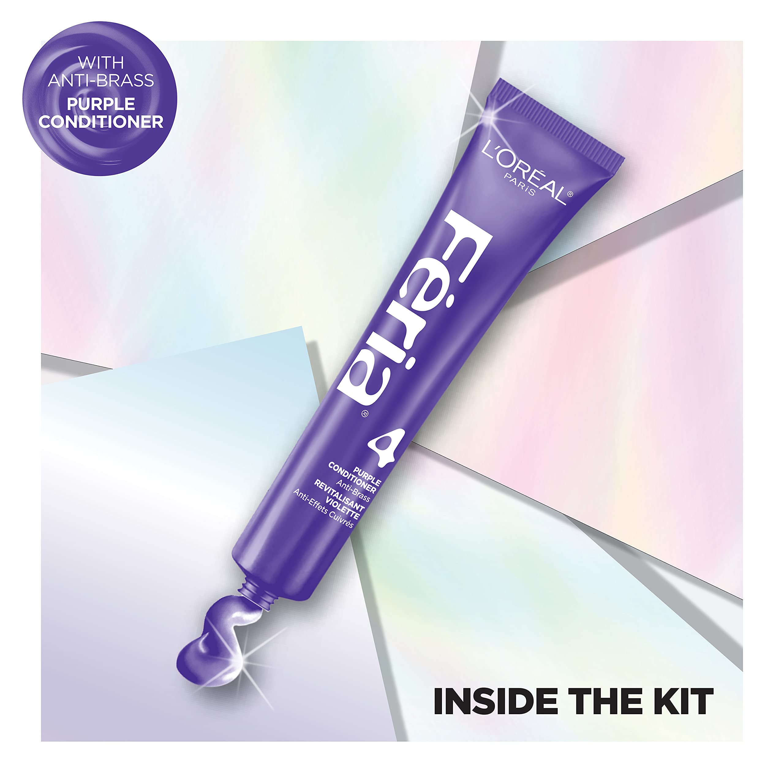 LOreal Paris Feria Hyper Platinum Hair Bleach, Lifts Up To 8 Levels, Includes Anti Brass Purple Conditioner, Hyper Platinum Blon