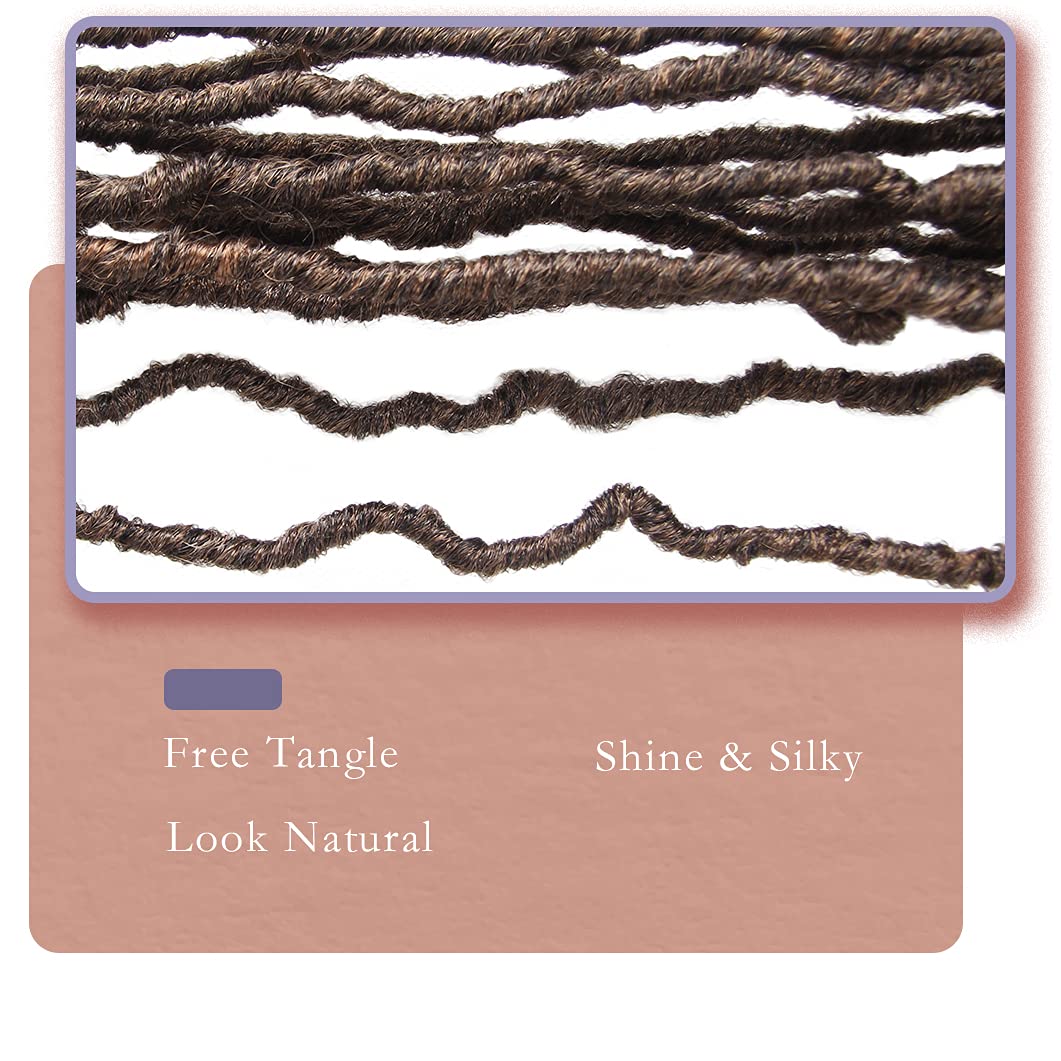 BOHOBABE 18 Inch New Faux Locs With Curly End 6 Packs Soft Locs Crochet Hair 72 Strands Natural Black Crochet Braids (6Packs, T2