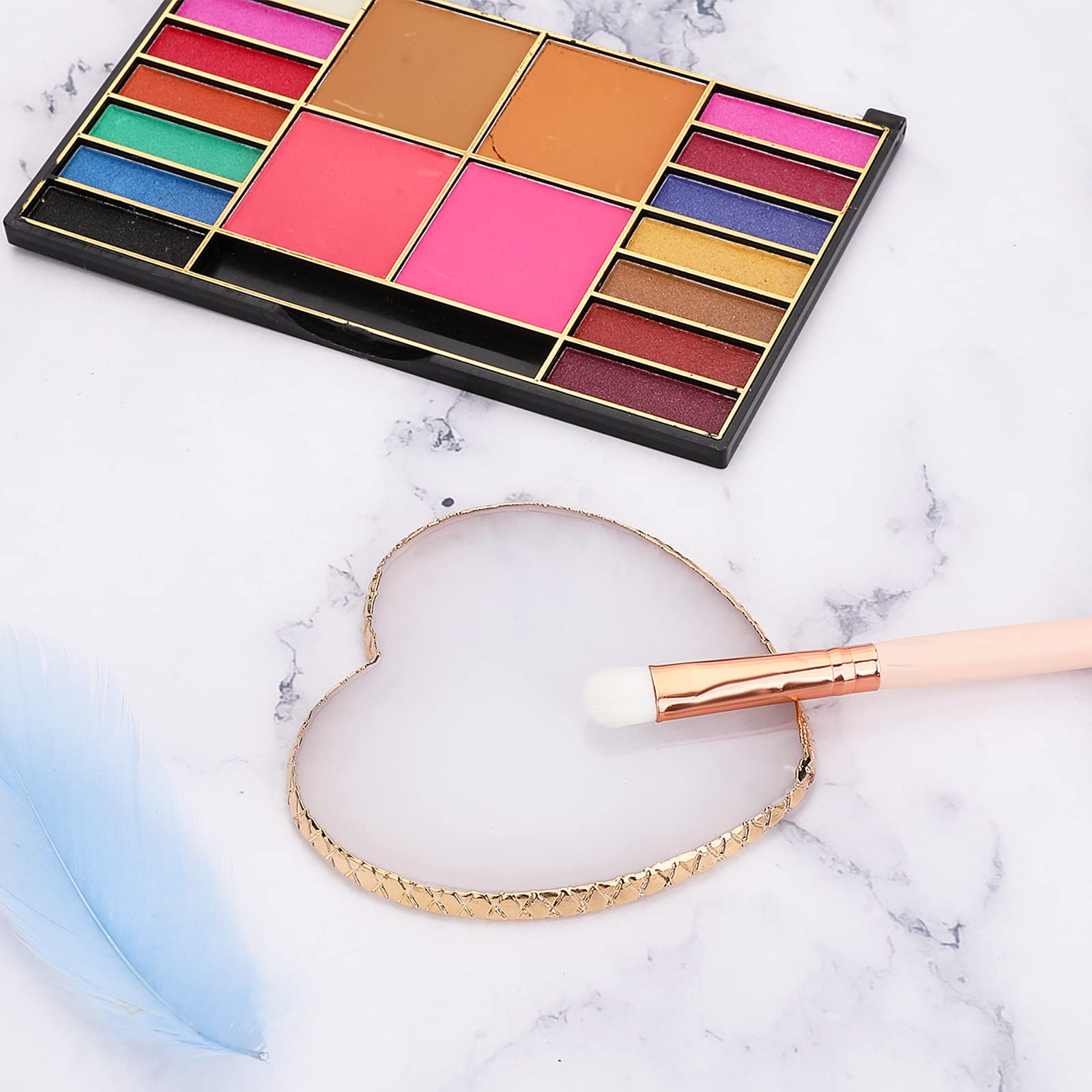 Resin Nail Art Palette Nail Mixing Palette Polish Color Mixing Plate Golden Edge Nail Holder Display Board Heart Shape Cosmetic