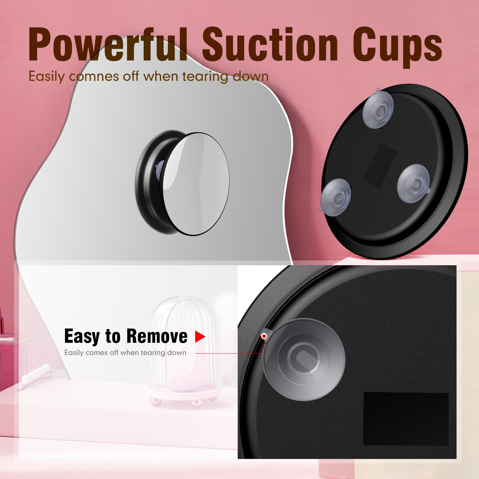 Suupvaor 30X Magnifying Mirror with 3 Suction Cups, Large 6inch Magnified Mirror 30X Travel Round Makeup Mirror with High Magnif