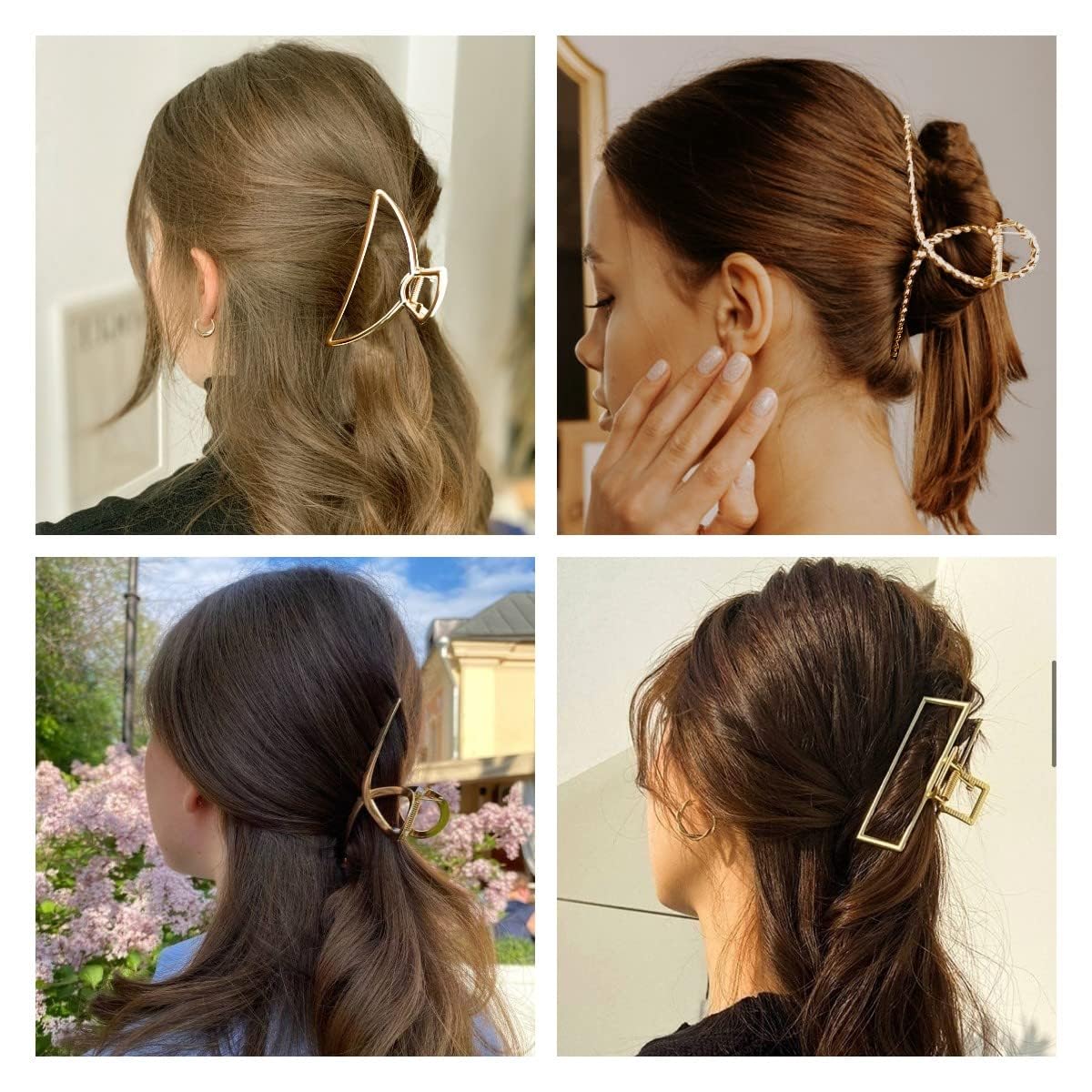5 Pack Large Gold Hair Clips For Thick Hair Metal Cross Claw Clip Non-Slip Banana Hair Claw Clips Hair Catch Barrette French Des
