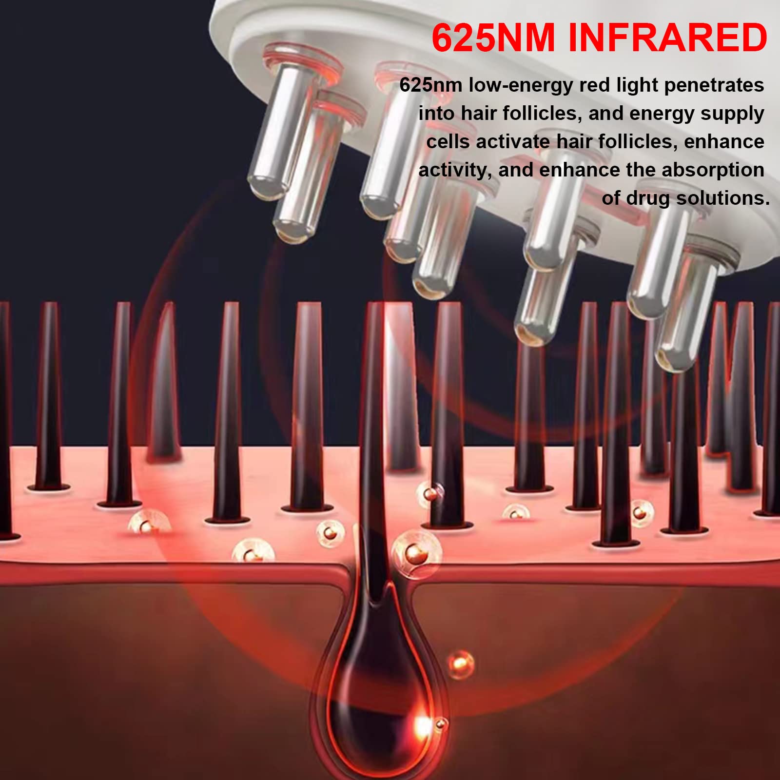 Electric Oil Scalp Brush Hair Growth Vibrating Massage Scalp Applicator Comb White Elitzia ET2231