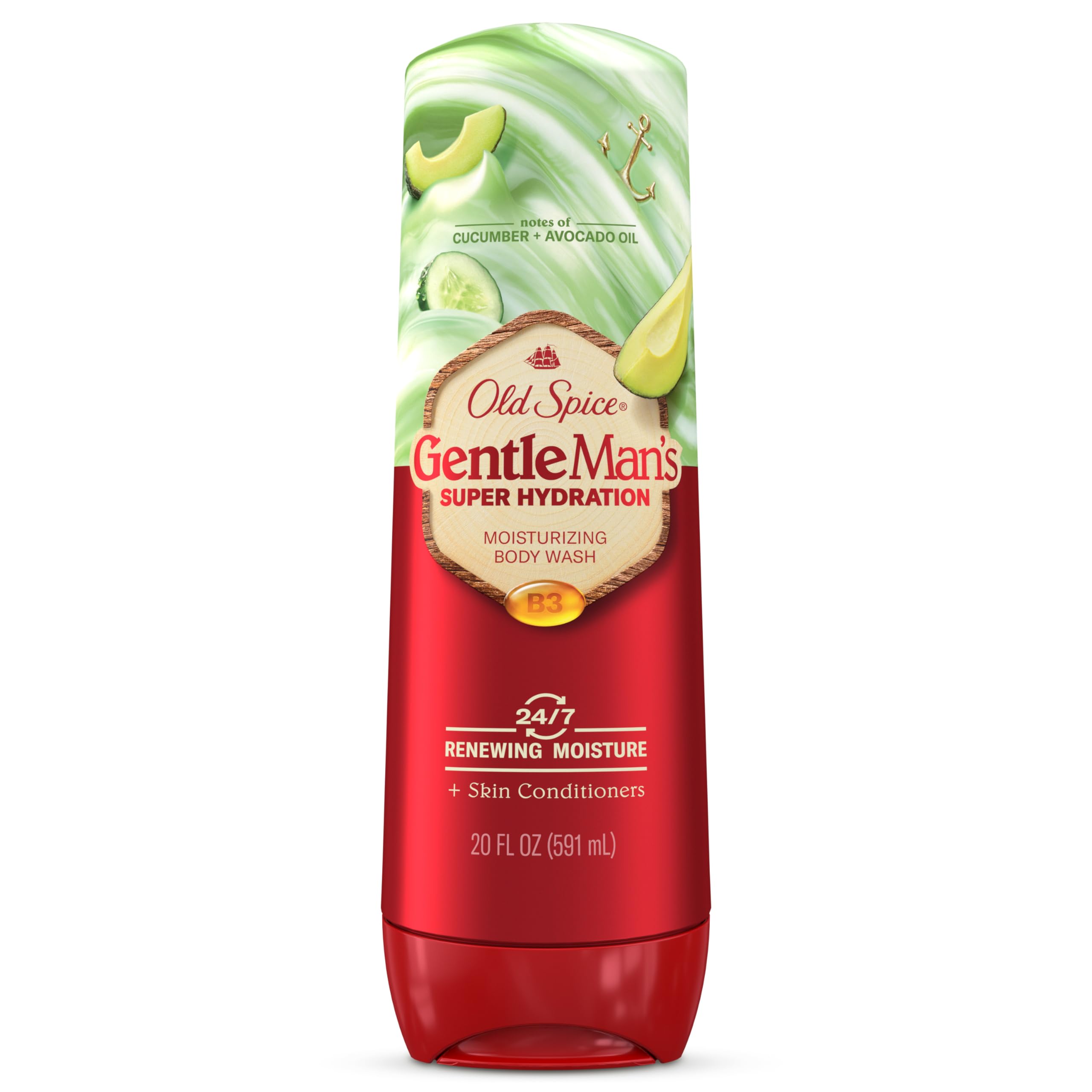Old Spice Super Hydration Body Wash GentleMans Blend, Cucumber + Avocado Oil Scent for Deep Cleaning and 24/7 Renewing Moisture,