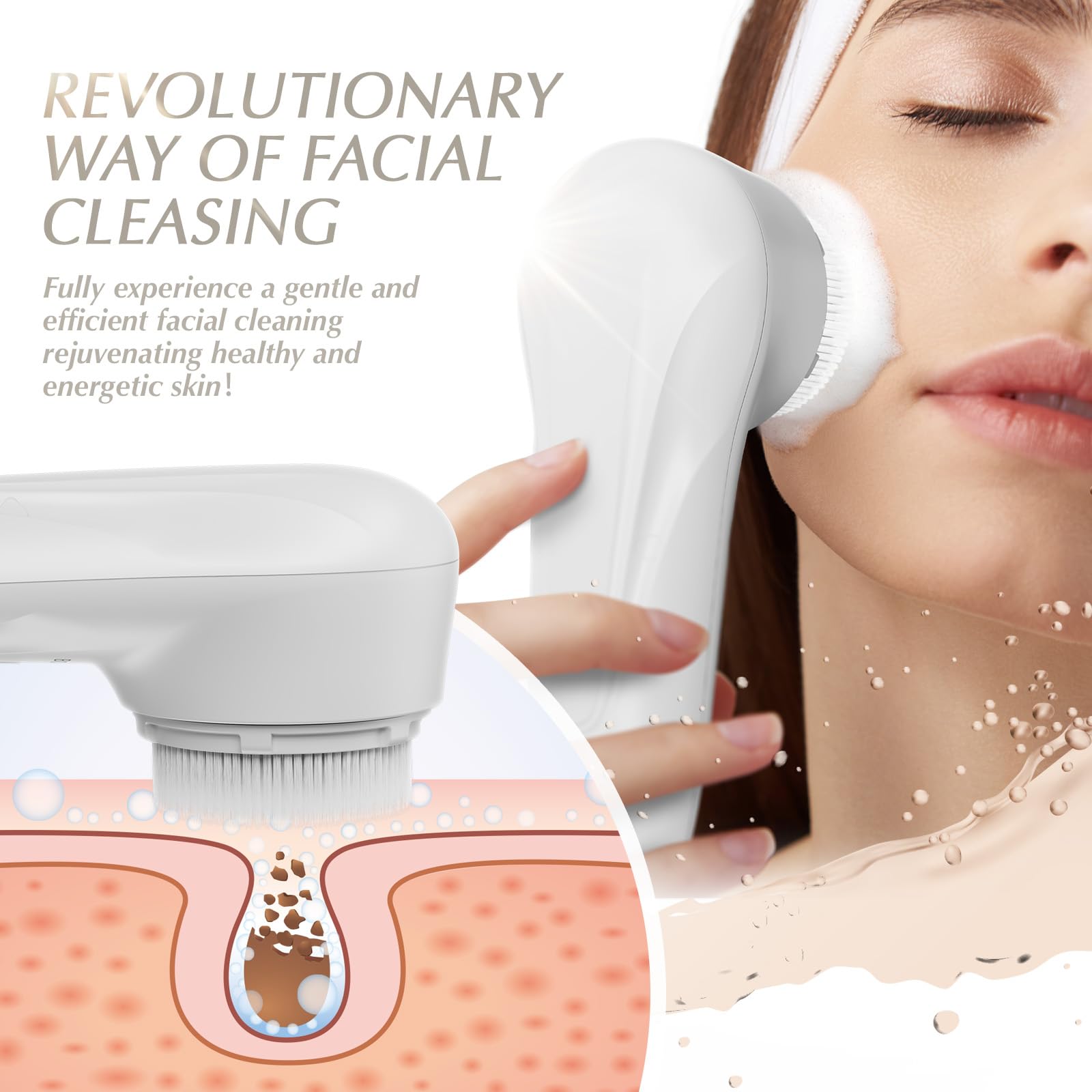 Bonnieface Sonic Facial Cleansing Brush For Deep And Through Facial Cleansing, Waterproof Face Scrubber And Ultimate Blackhead R