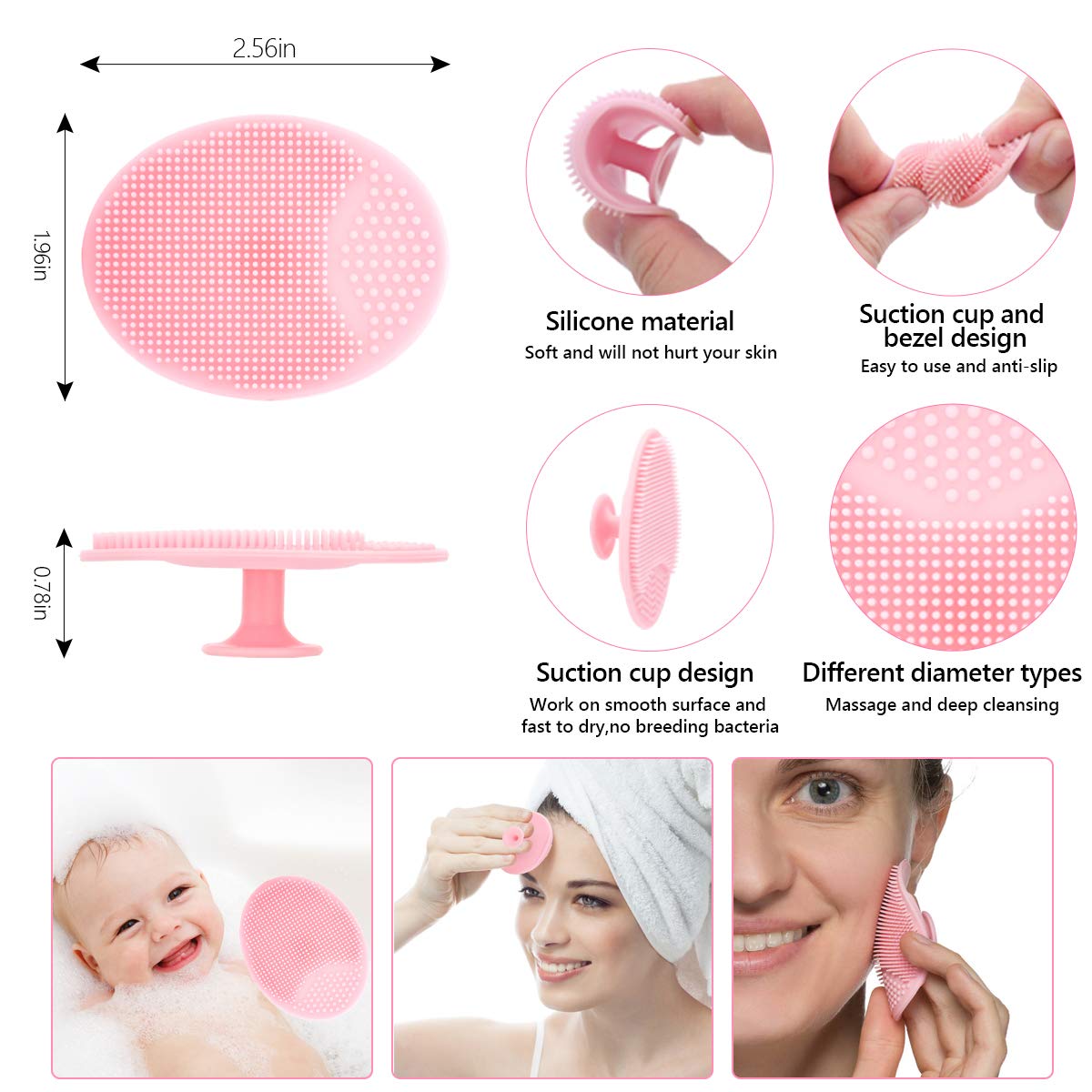 Silicone Face Scrubber, 2pcs Exfoliating Lip Brush, 2pcs Cleansing Brush,2pcs Face Mask Brush Exfoliator Blackhead Skin Care Too